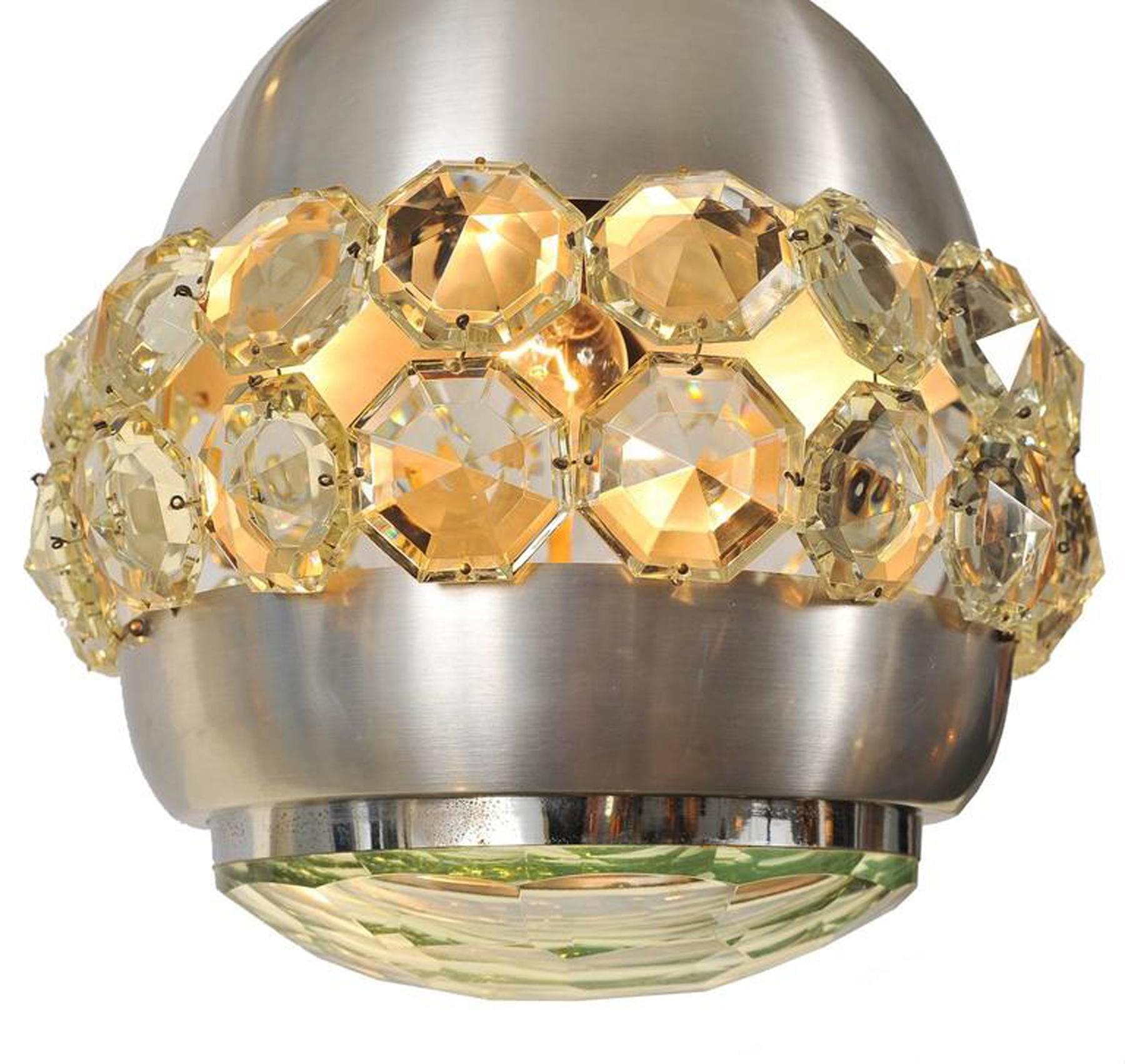 Pendente in alluminio, cristallo e vetro degli anni '60 di Pia Guidetti Crippa per Lumi, Itla in vendita 1