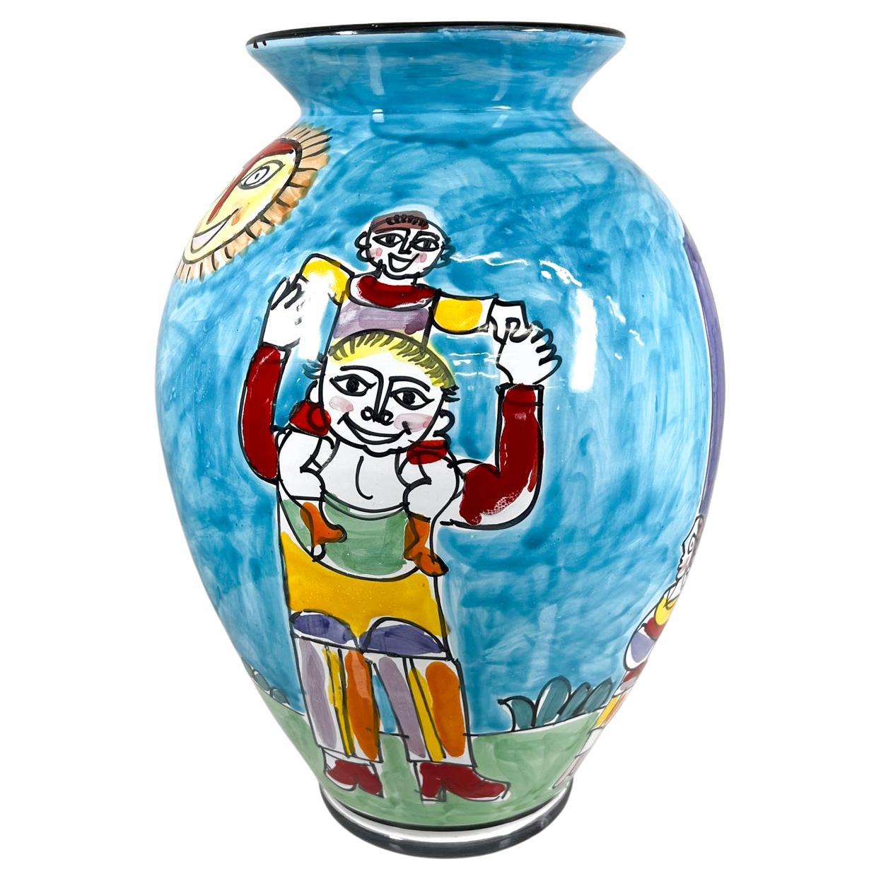1960s Italy Hand Painted Collections Colorful Ceramic Vase Happy Family
15 h x 9.5 diameter
Stamped by maker.
Preowned vintage condition
See images please.