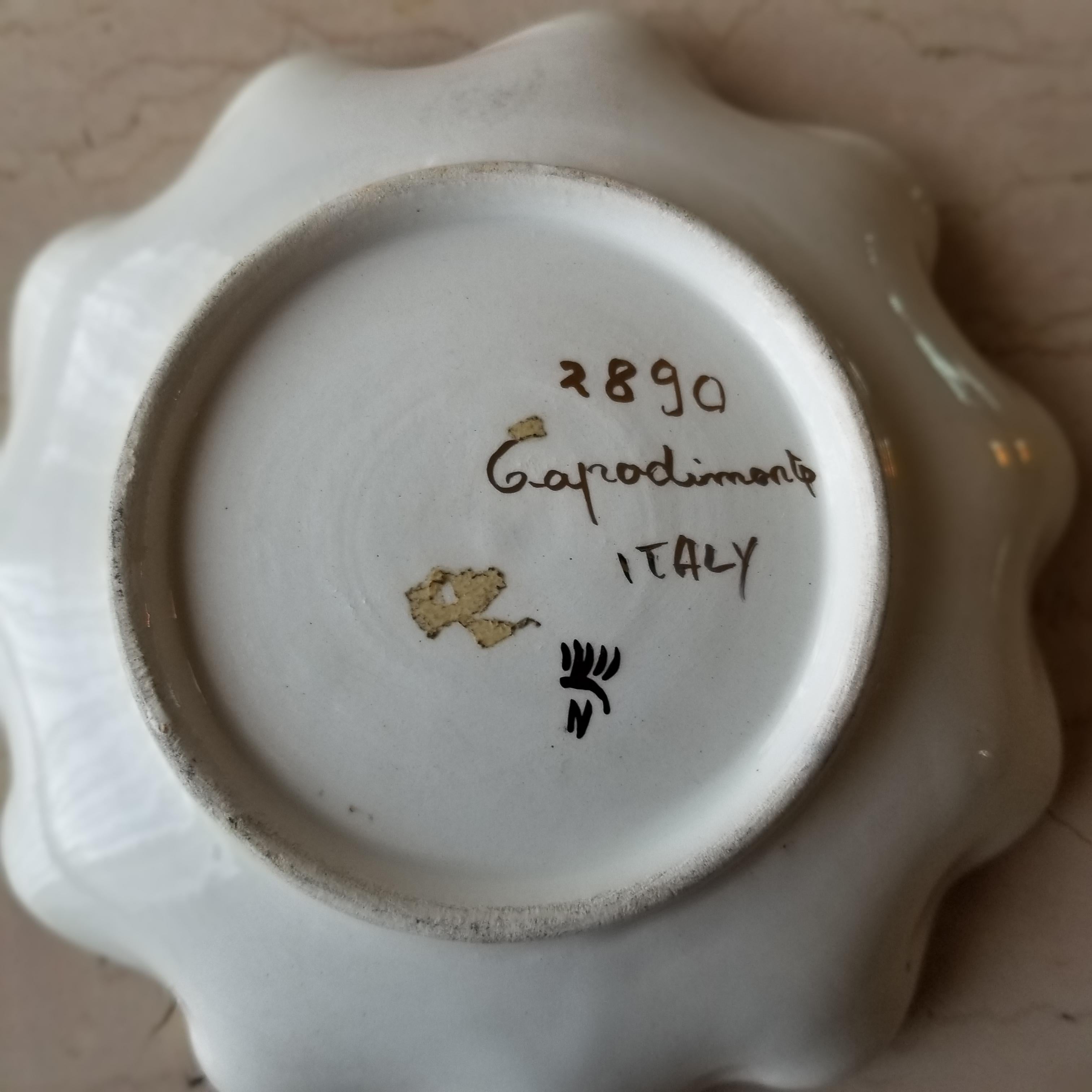 Porcelain 1960s Italian Gold Cherub Ashtray Italy