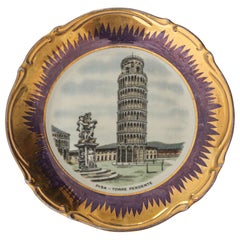 Vintage 1960s Italy "Pisa Torre Pendante" Porcelain Plate Souvenir