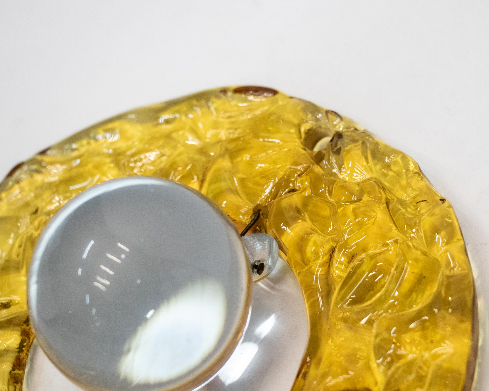Lámpara de pared Vistosi de Italia de los años 60 con bolas de cristal de Murano sobre discos helados, set de 2 Cristal de Murano