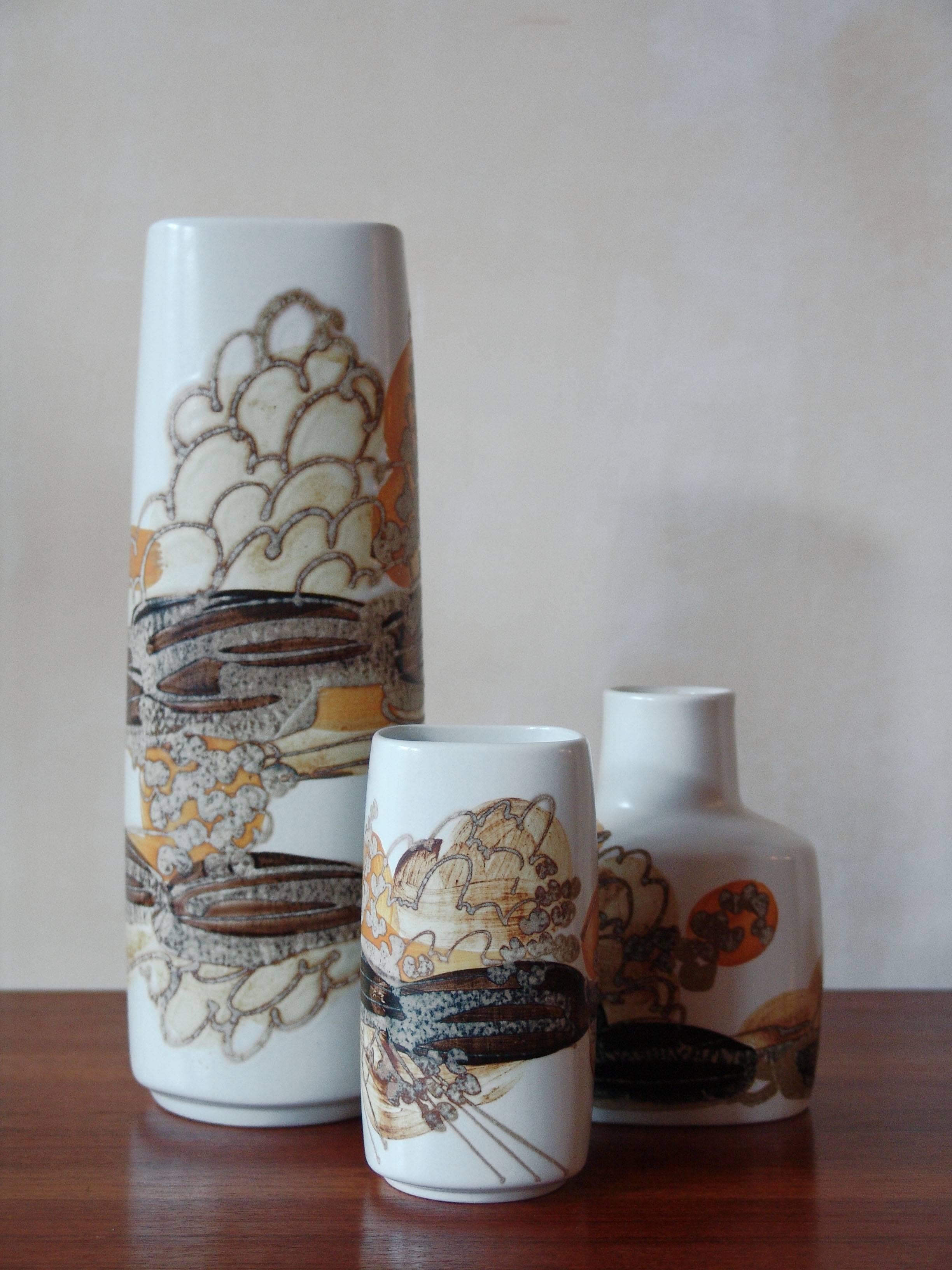Scandinavian Modern 1960s Ivan Weiss Scandinavian Ceramic Vases Set for Royal Copenhagen