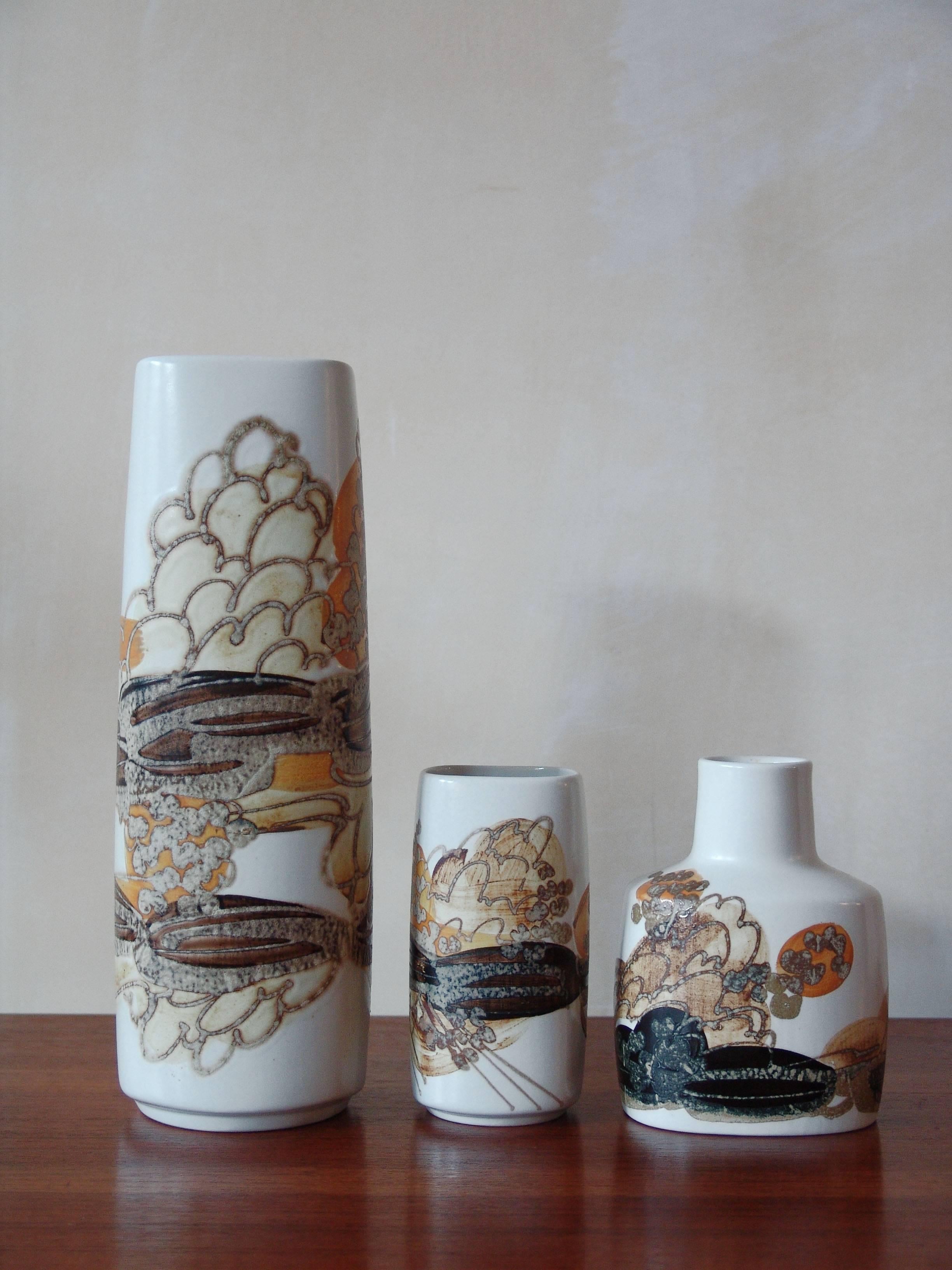 Danish 1960s Ivan Weiss Scandinavian Ceramic Vases Set for Royal Copenhagen
