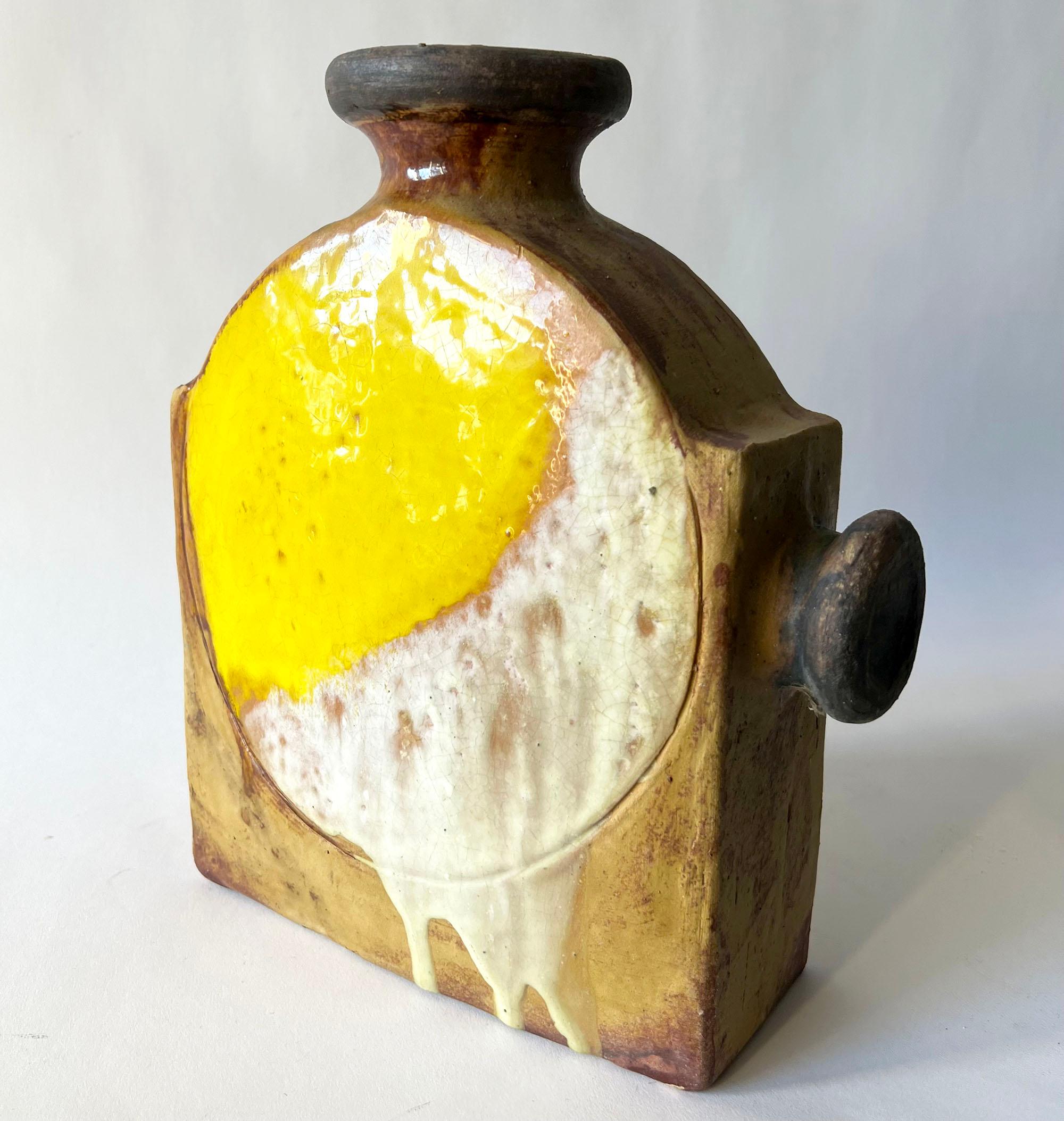 Glazed 1960s Ivo De Santis Gli Etruschi Italian Modernist Ceramic Pottery Vase