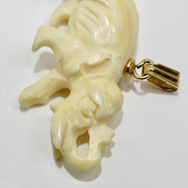 Real Ivory Elephant Necklace Elephant Ivory Round Beads Vintage