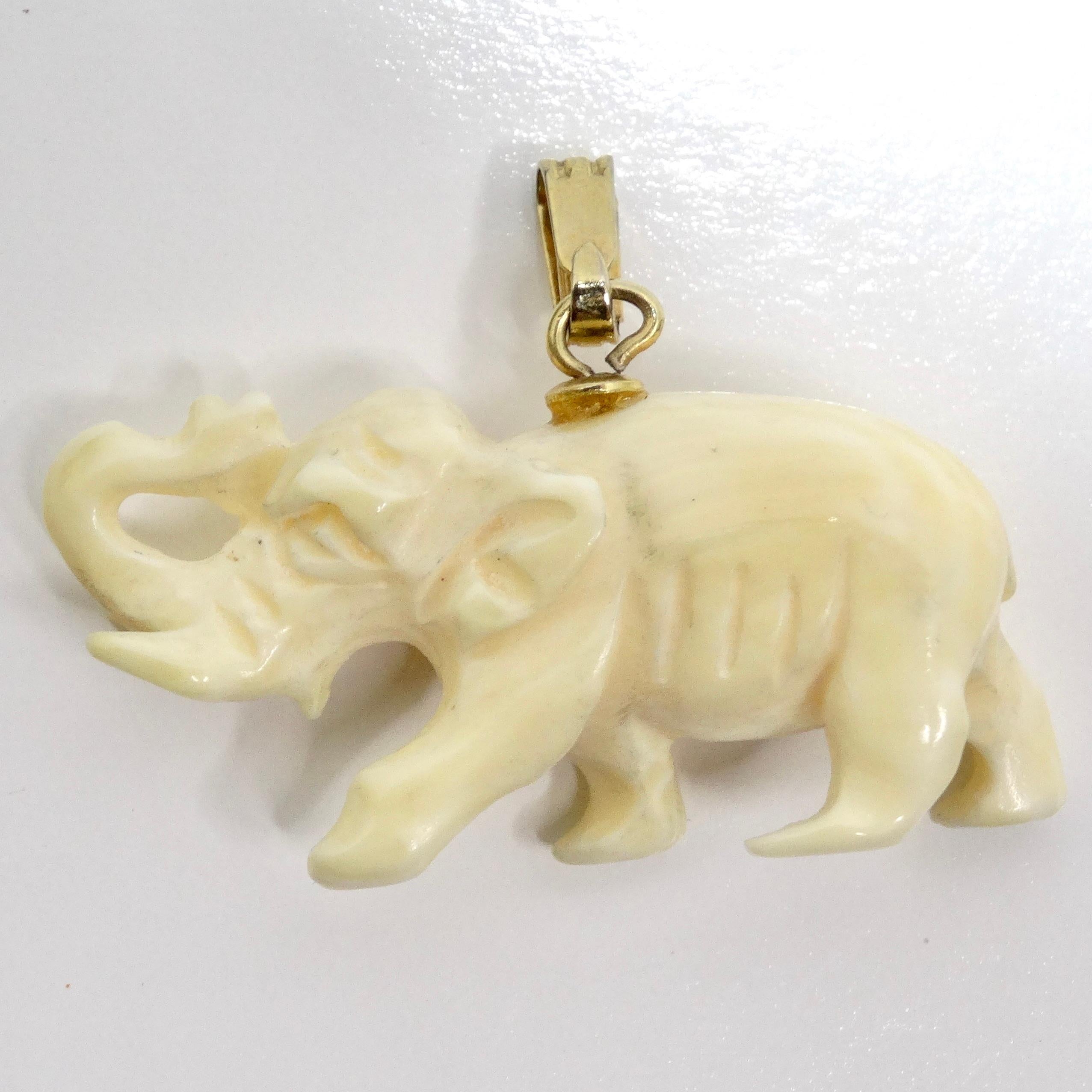 1960s Ivory Elephant Pendant For Sale 2