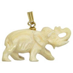 Retro 1960s Ivory Elephant Pendant