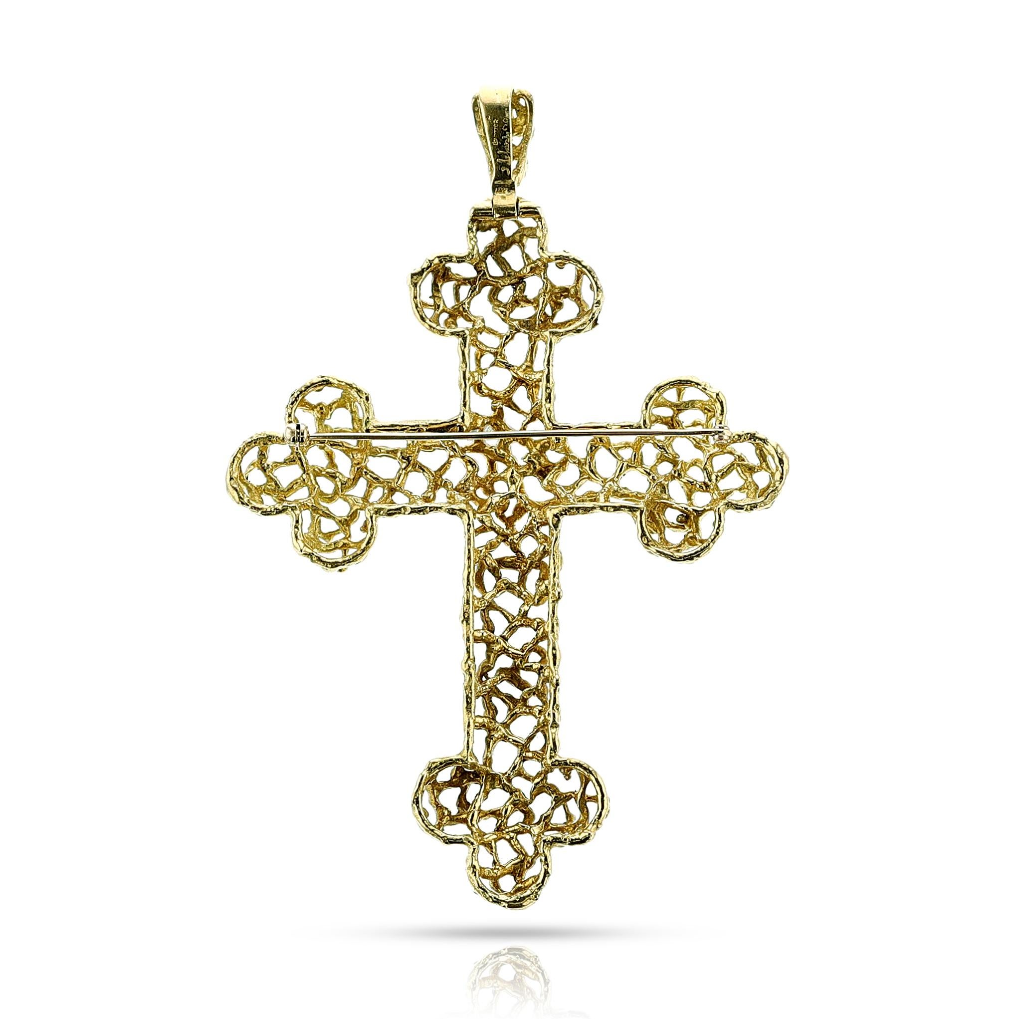 J. Schwabe Cartier Broche/pendentif croix en or 18 carats, années 1960 Excellent état - En vente à New York, NY