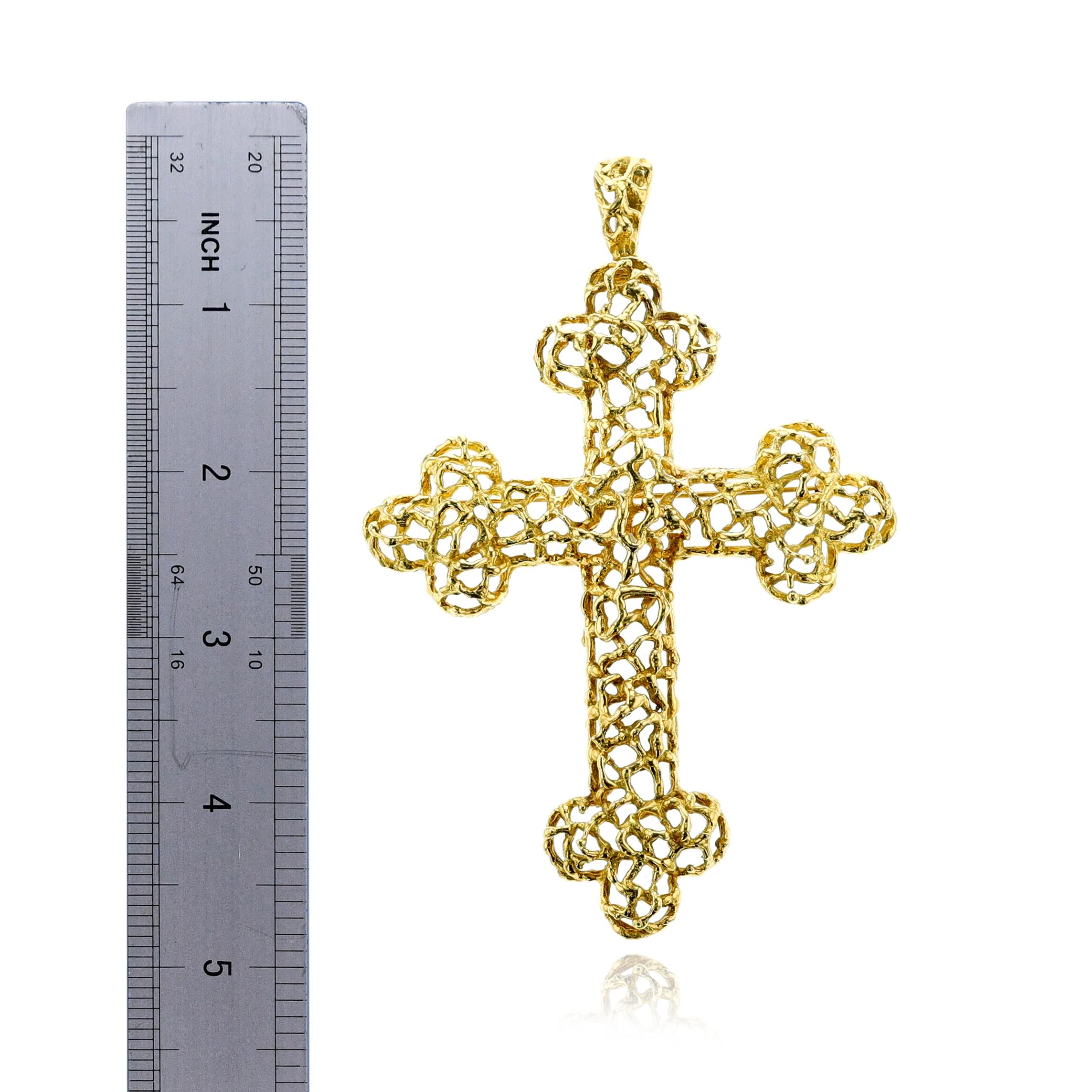 J. Schwabe Cartier Broche/pendentif croix en or 18 carats, années 1960 Unisexe en vente