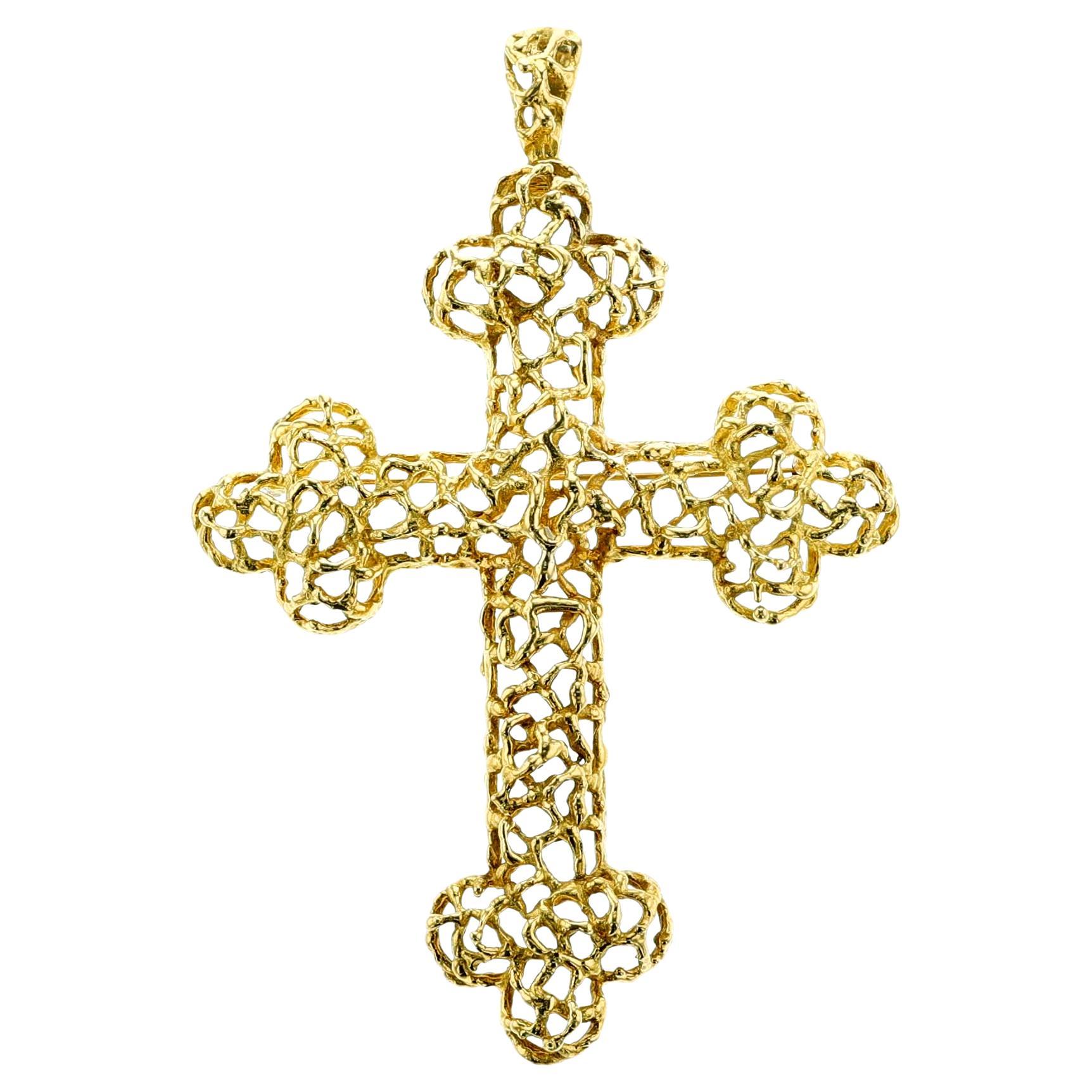 1960s J. Schwabe Cartier Gold Cross Brooch/Pendant, 18k