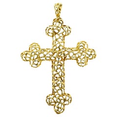 1960s J. Schwabe Cartier Gold Cross Brooch/Pendant, 18k
