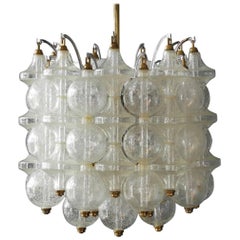 1960s J. T. Kalmar Franken Tulipan Frosted Glass Ball Ceiling Lamp