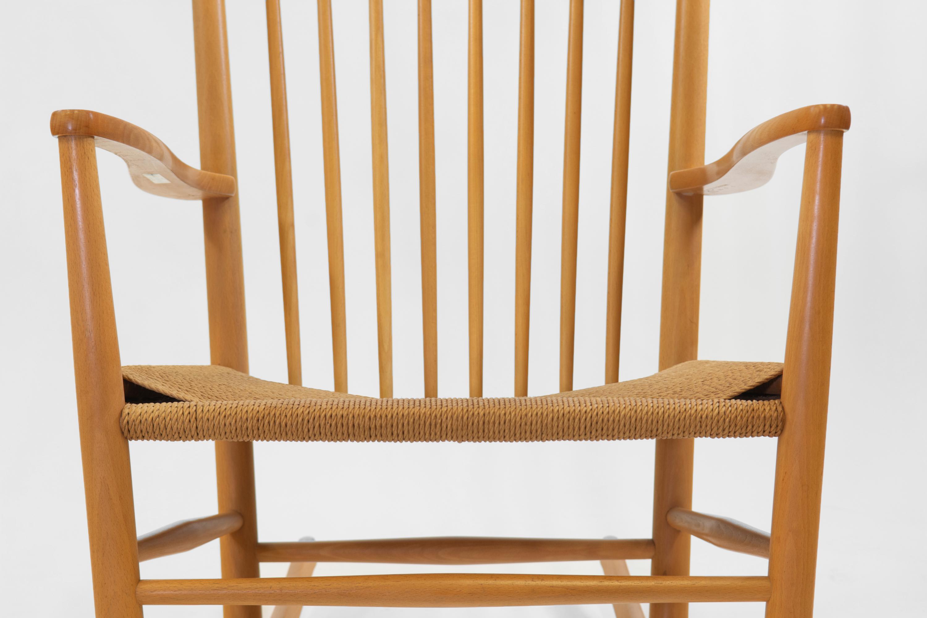 Mid-Century Modern 1960’s J16 Beechwood Danish Rocking Chair Designed By Hans Wegner For Sale