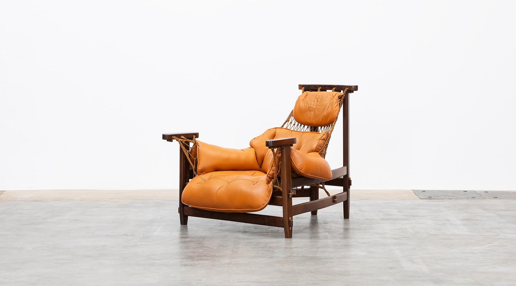 wood and leather chair with ottoman