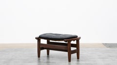 1960s brown wood, leather cushion Stool by Jean Gillon 'a'