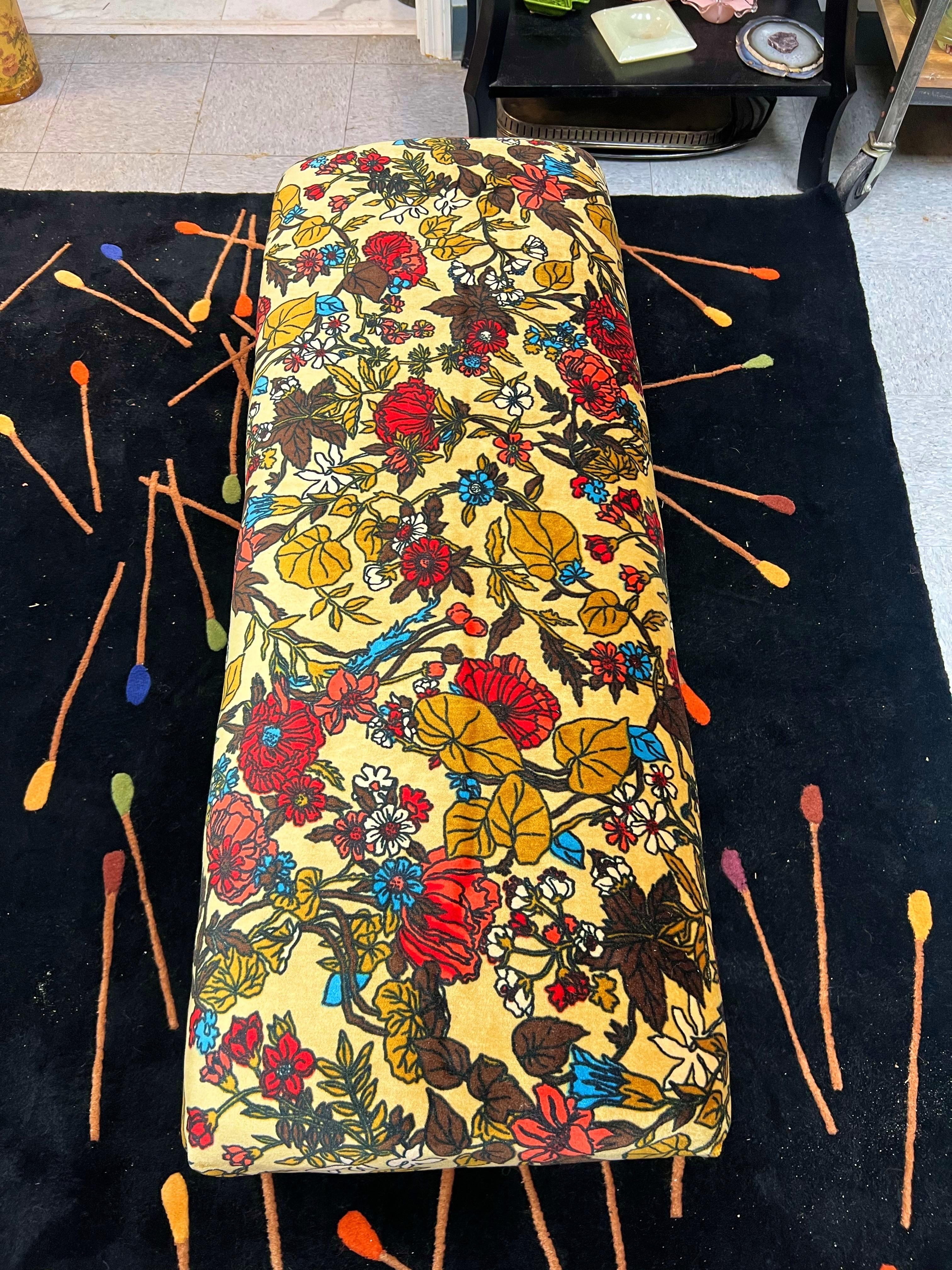 Mid-Century Modern 1960s Jack Lenor Larsen Style Upholstered Bench For Sale