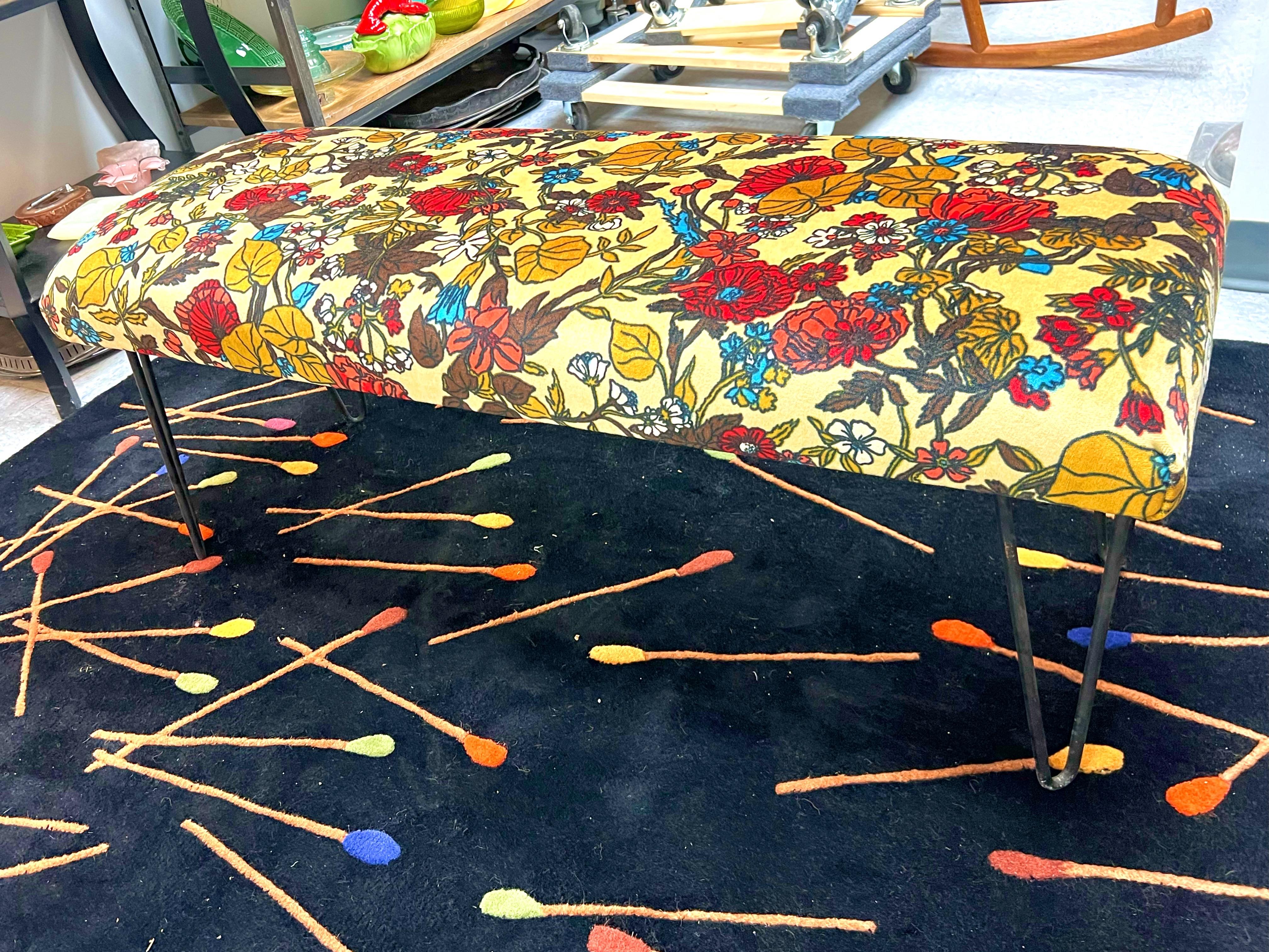 American 1960s Jack Lenor Larsen Style Upholstered Bench For Sale