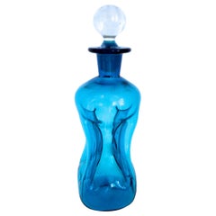 1960s Jacob Bang 'KlukKluk' Kingfisher Blue Glass Decanter a seen on Star Trek