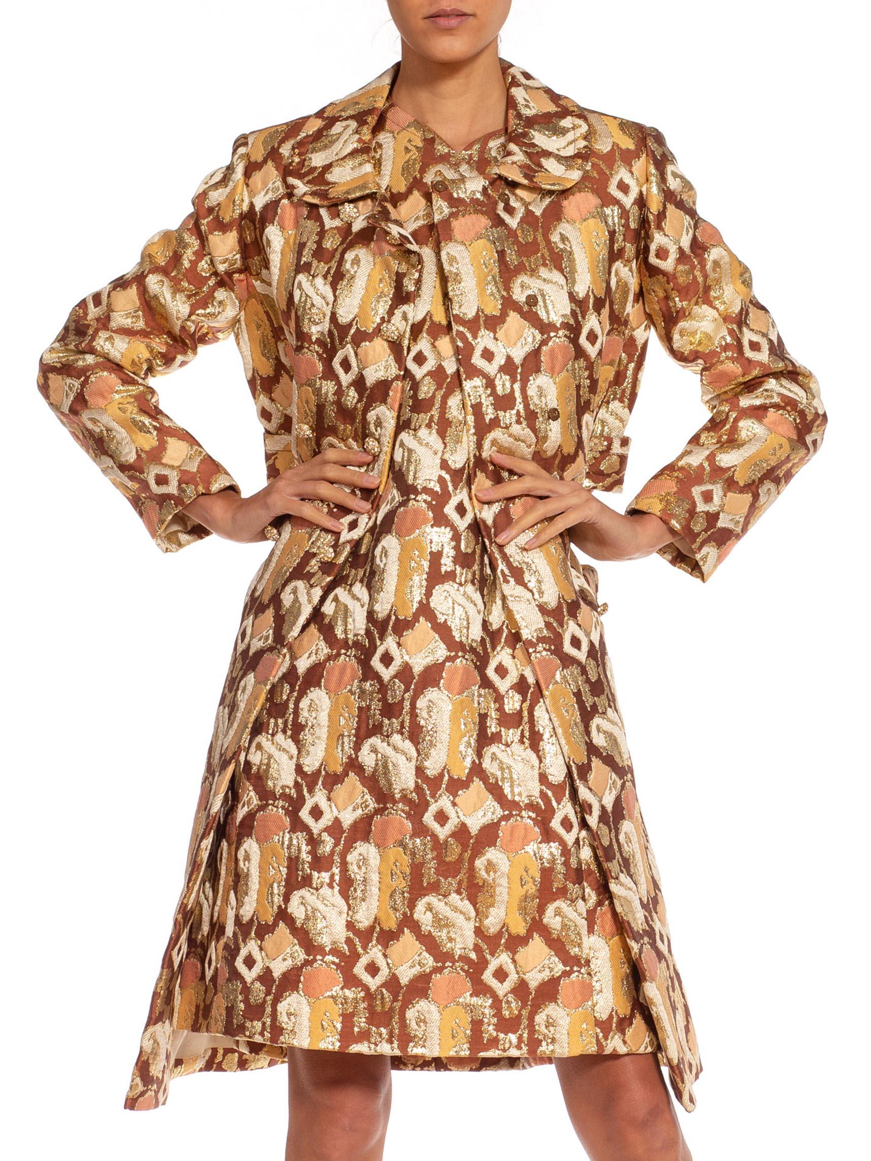 1960S Jacquard Matching Jacket And Dress Ensemble In Excellent Condition For Sale In New York, NY