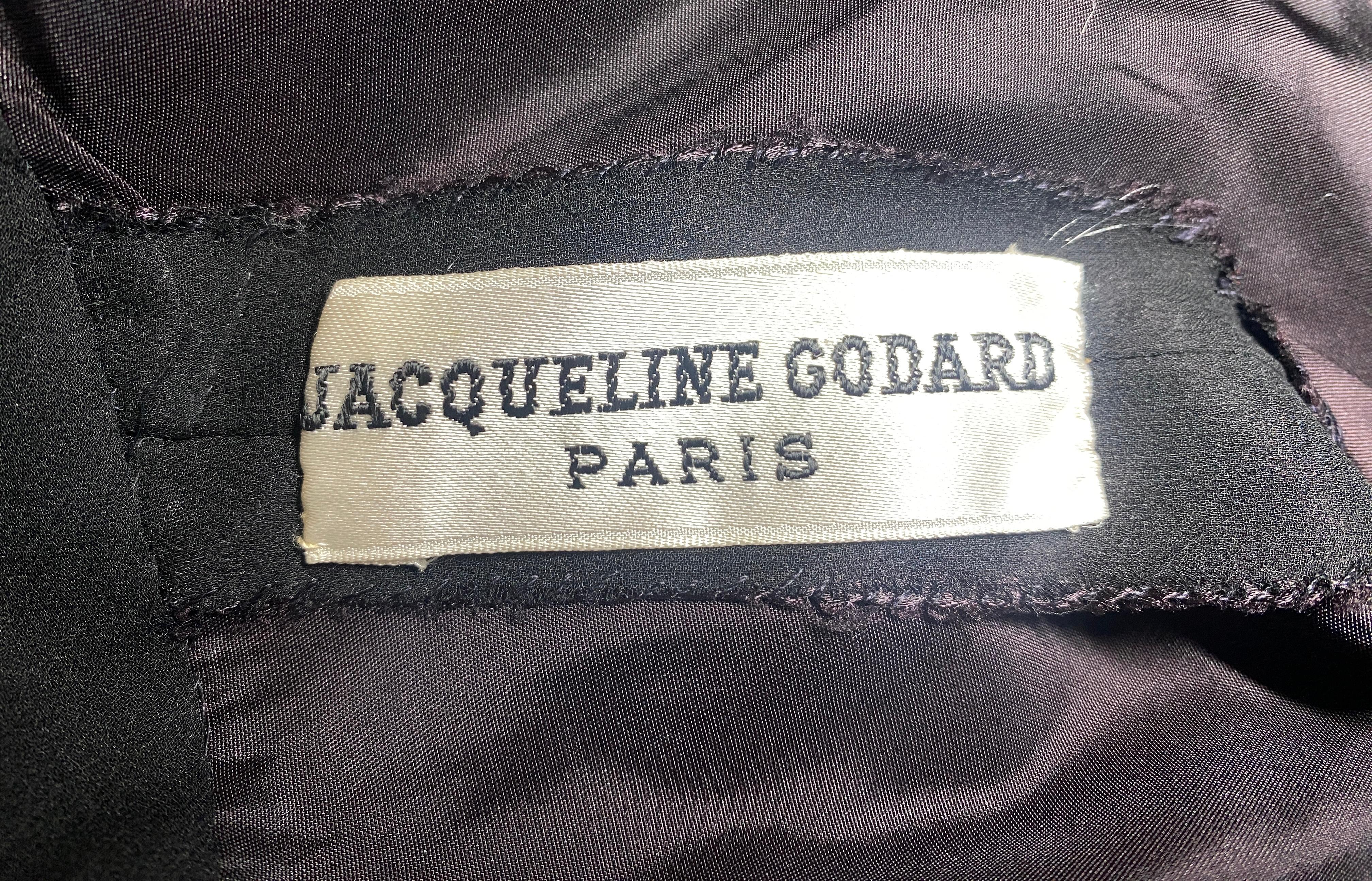 1960s Jacqueline Godard Couture Black Silk Chiffon Dress Ensemble For Sale 3
