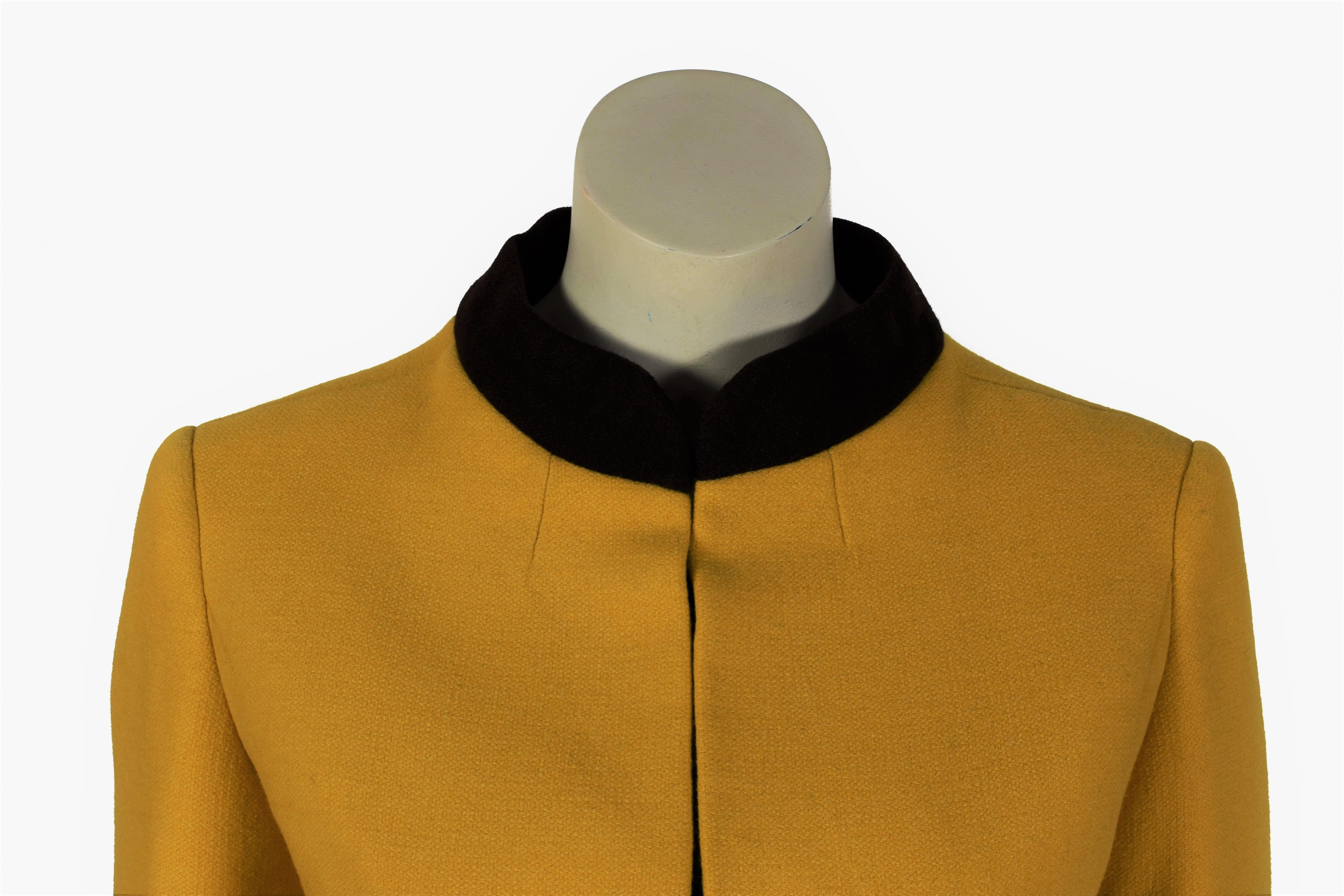 FINAL SALE 1960's Jacques Heim Haute Couture Cropped Yellow Wool Jacket 1