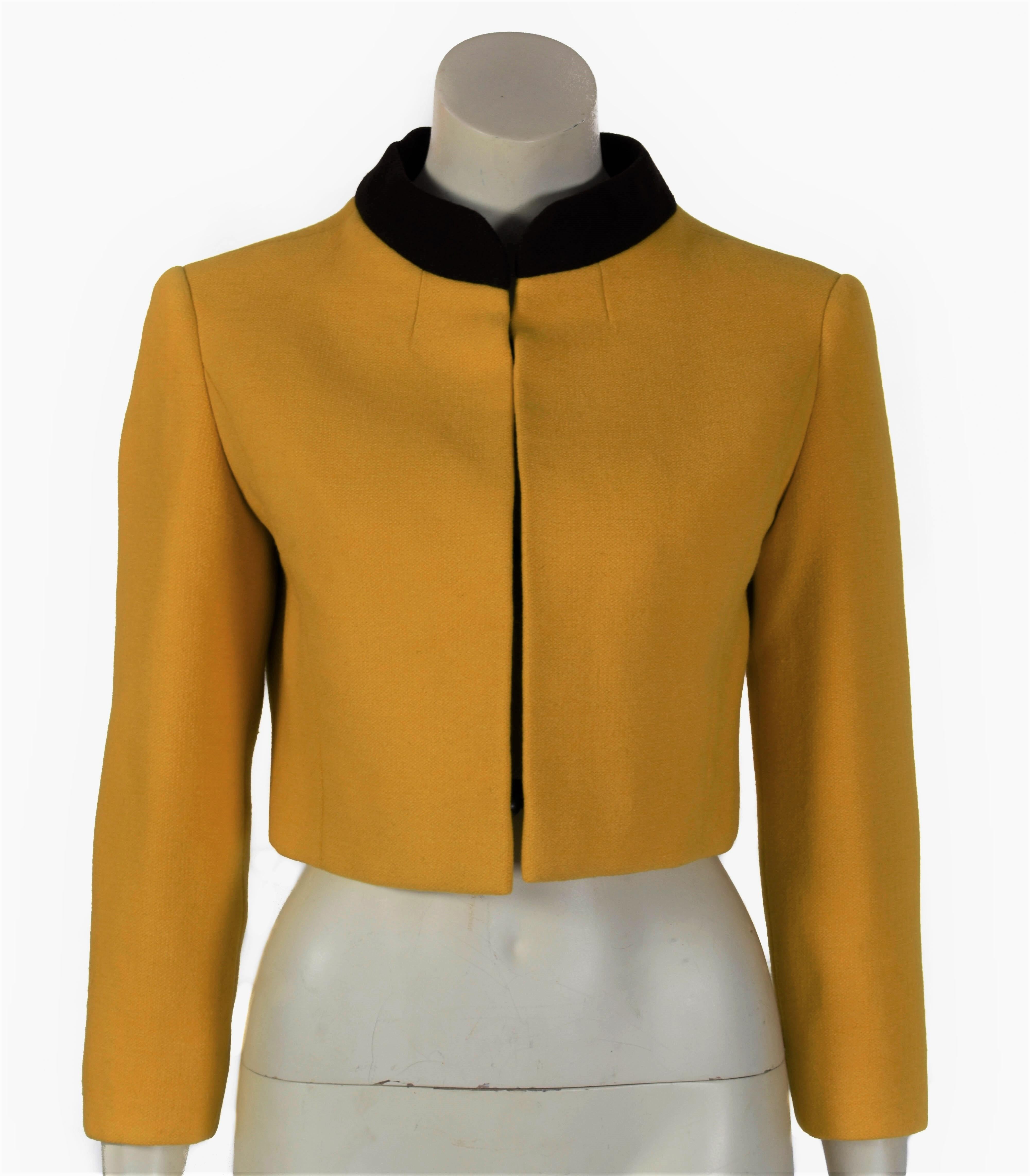 Women's FINAL SALE 1960's Jacques Heim Haute Couture Cropped Yellow Wool Jacket