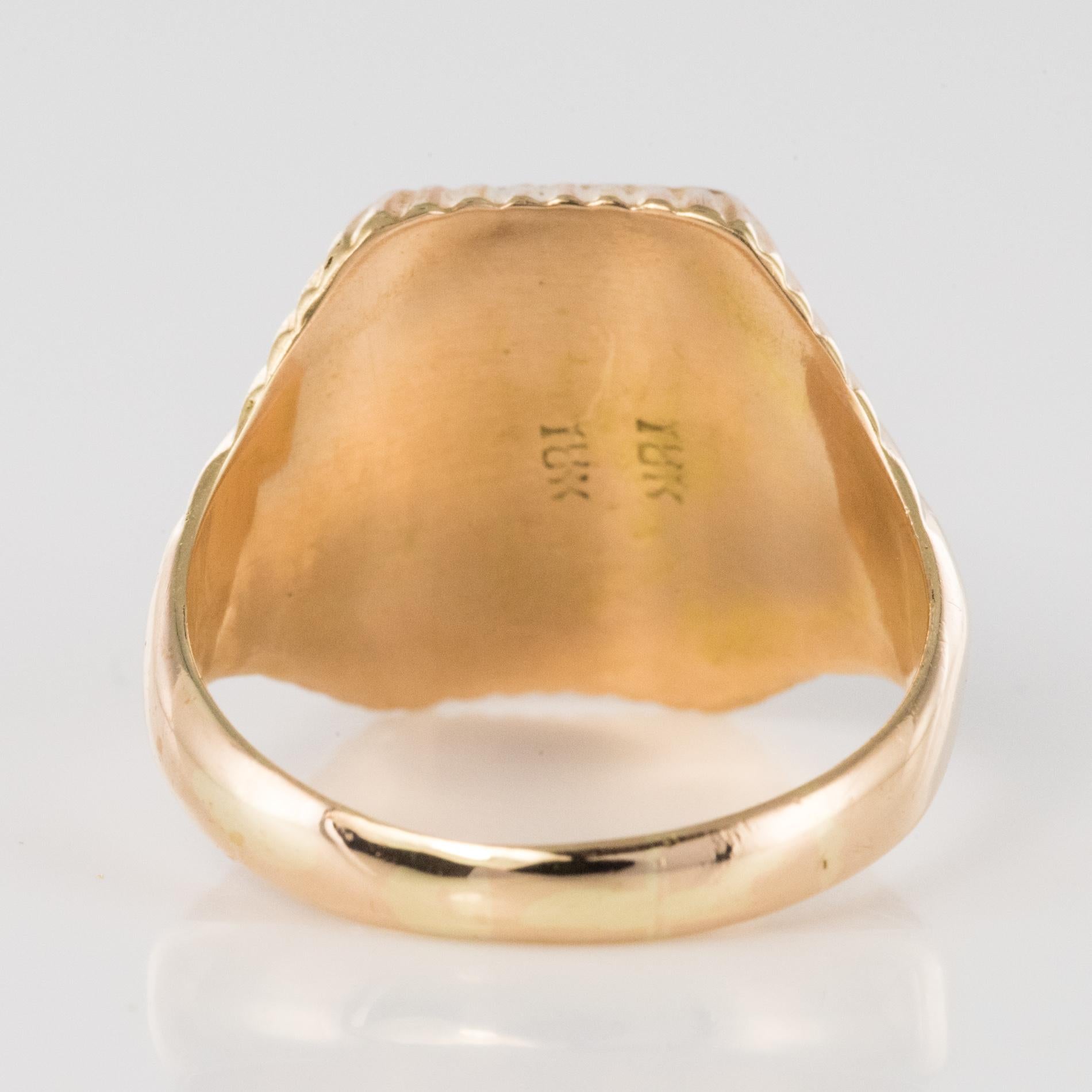 1960s Jade 18 Karat Rose Gold Unisex Signet Ring 7