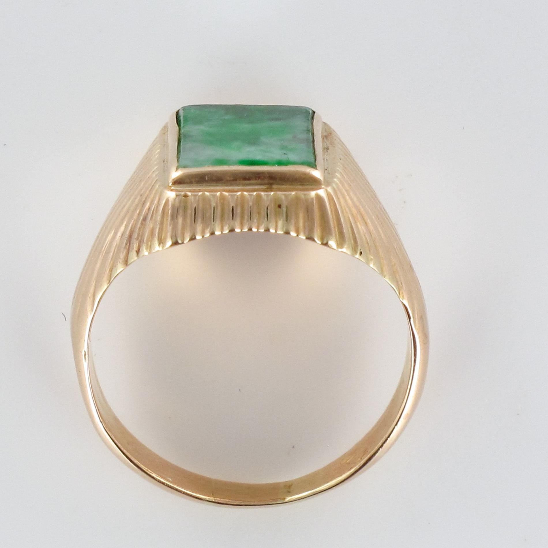 1960s Jade 18 Karat Rose Gold Unisex Signet Ring 9
