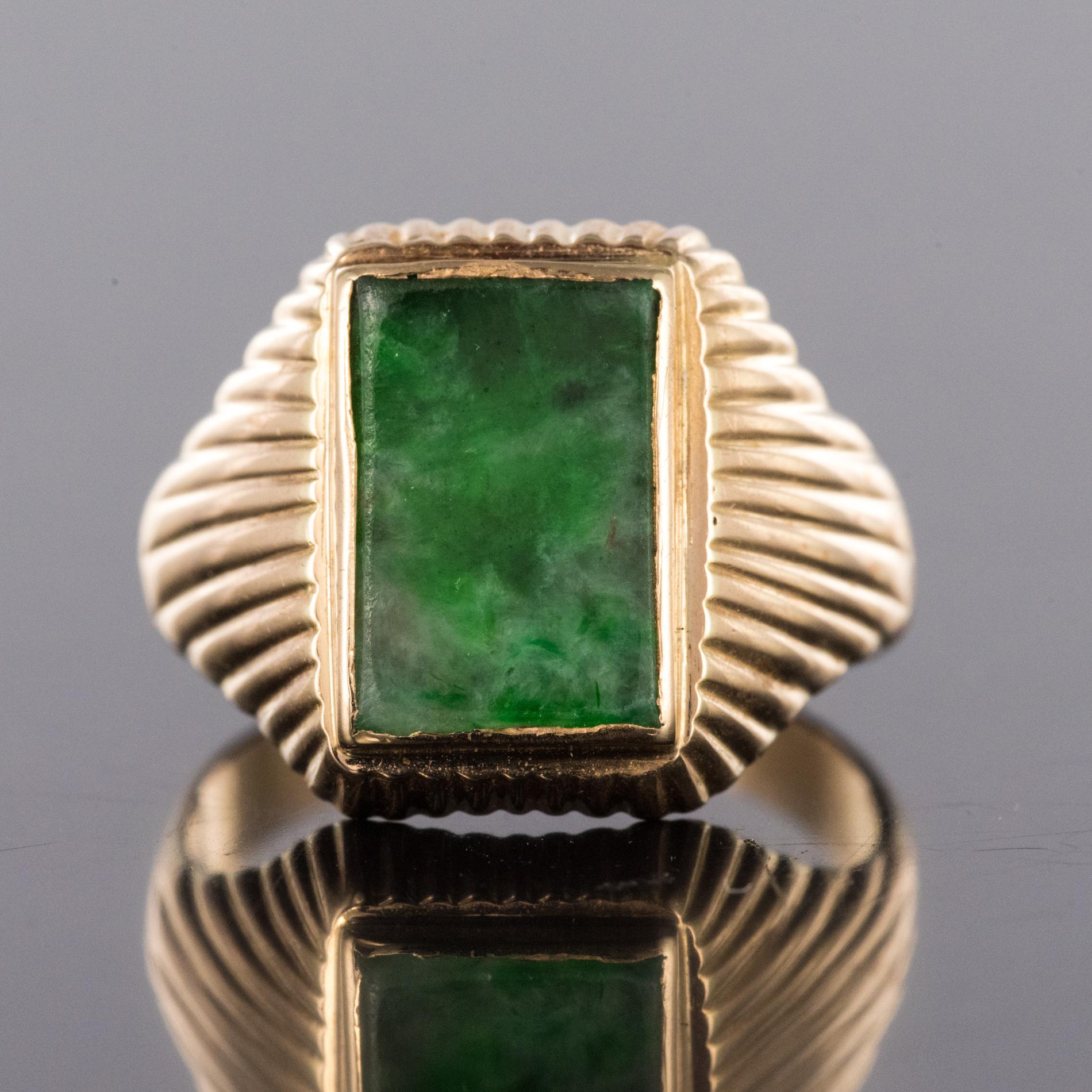 1960s Jade 18 Karat Rose Gold Unisex Signet Ring 1
