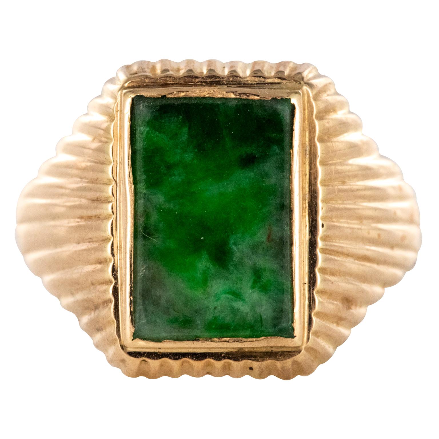 1960s Jade 18 Karat Rose Gold Unisex Signet Ring