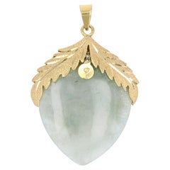 1960s Jade 18 Karat Yellow Gold Acorn Pendant