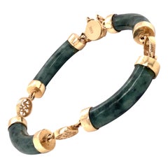 1960er Jahre Jade-Armband aus 14 Karat Gelbgold