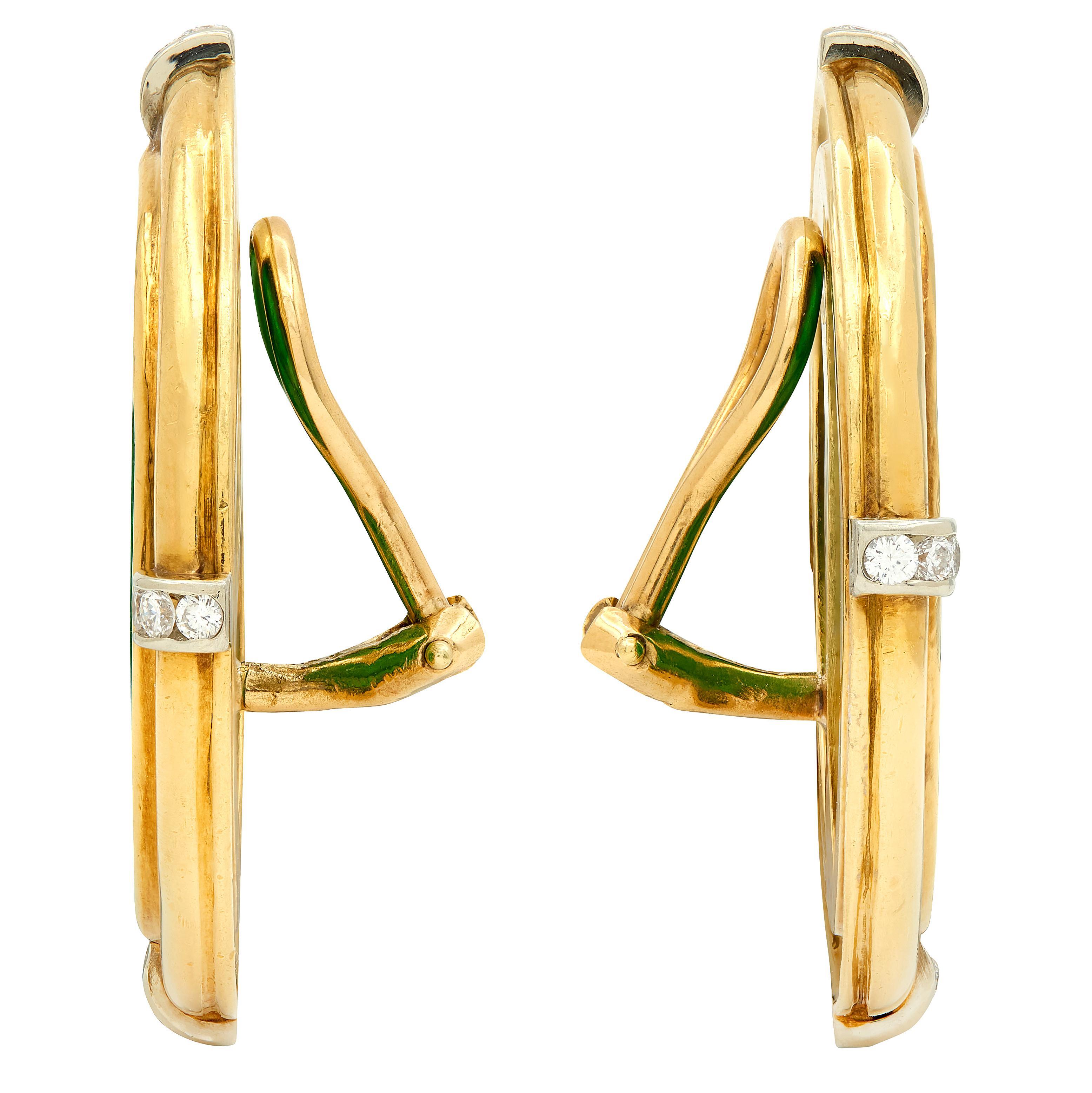 Taglio misto 1960's Jade Diamond 18 Karat Two-Tone Gold Star Ear-Clip Earrings in vendita