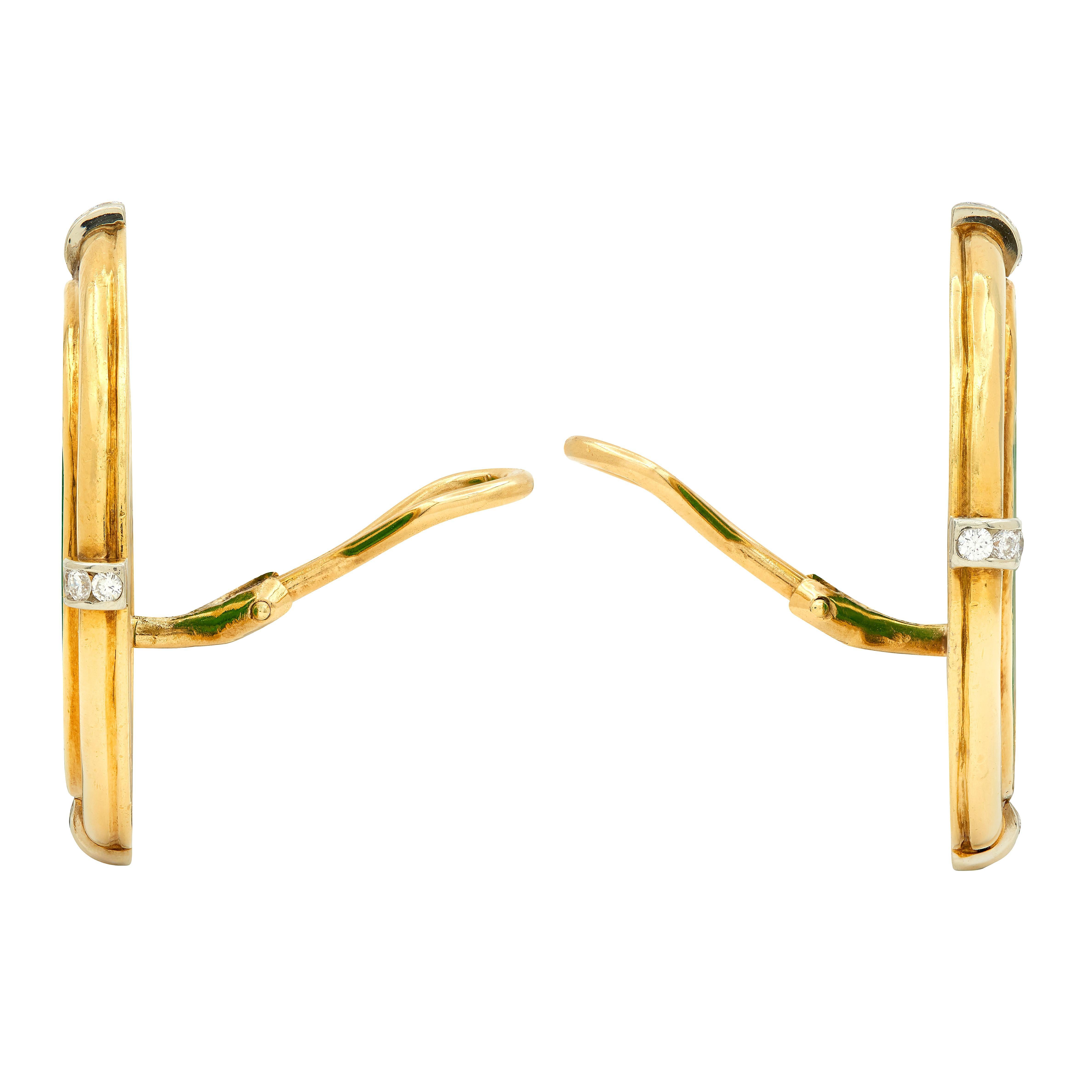 1960's Jade Diamond 18 Karat Two-Tone Gold Star Ear-Clip Earrings in vendita 1