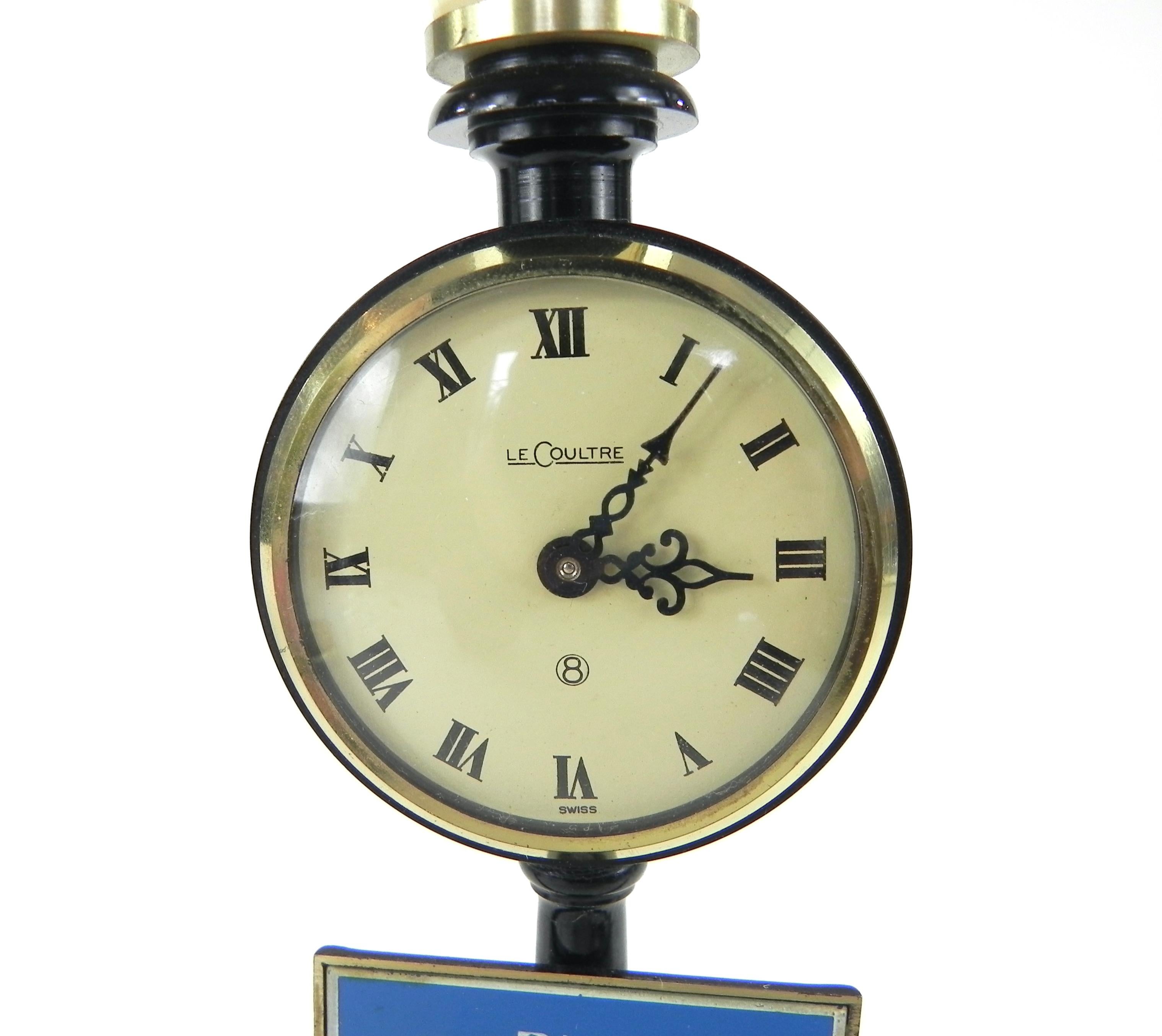 Laiton Horloge de bureau à lanternes Jaeger Lecoultre Rue De La Paix 8 jours des années 1960 en vente