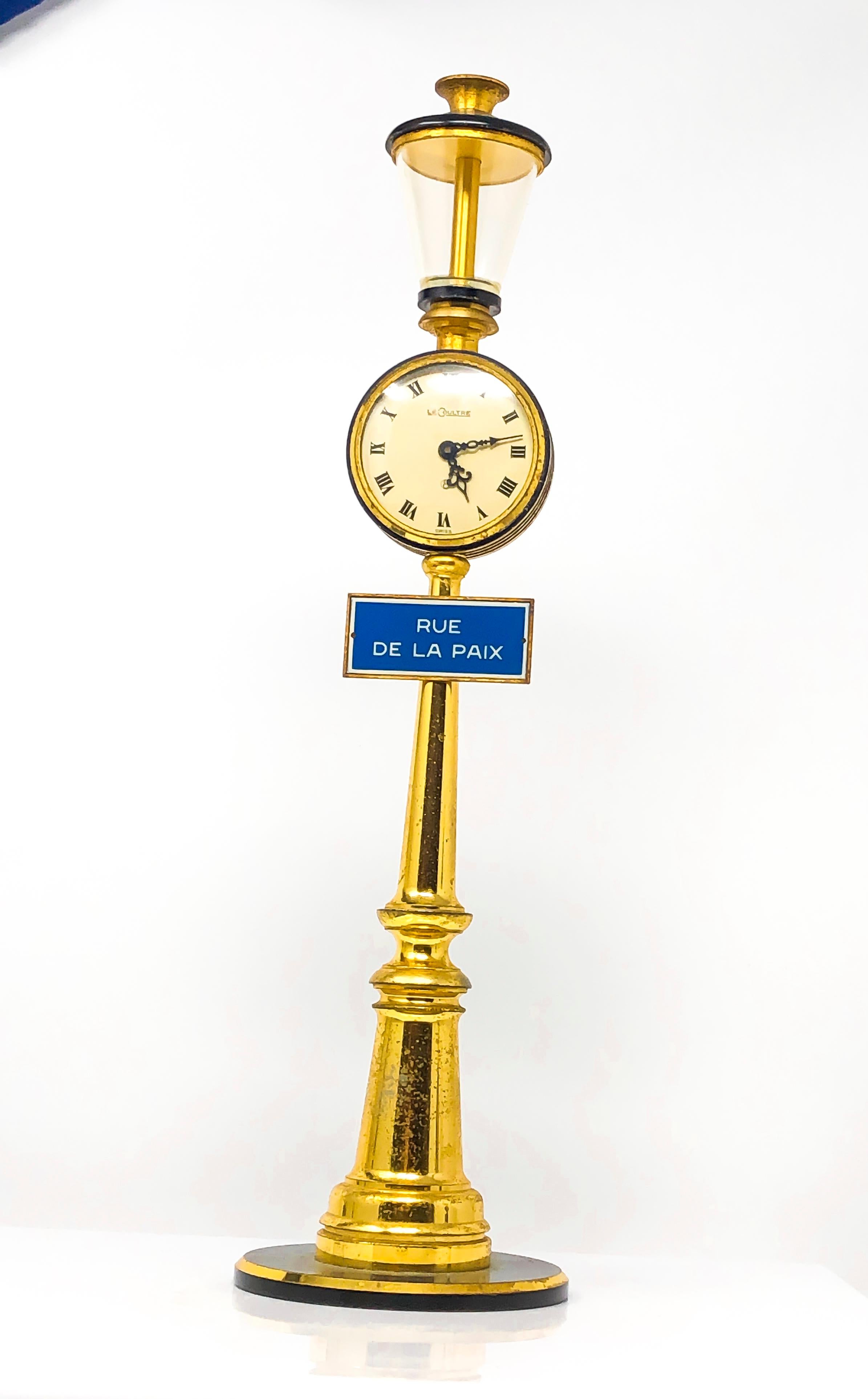 1960s Jaeger Lecoultre Rue De La Paix Lantern Table Desk Clock 8 Day Clock For Sale 1