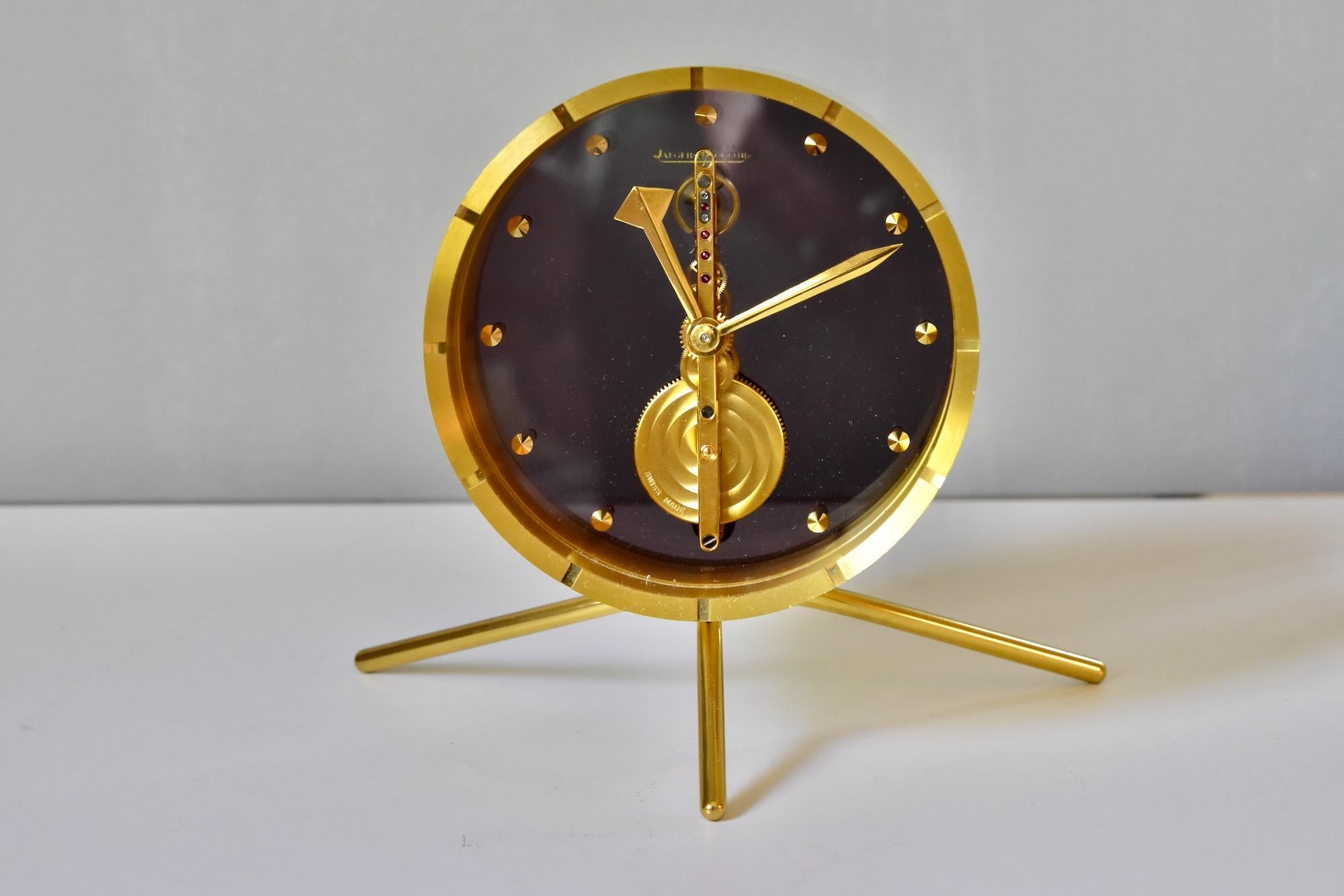1960's Jaeger-LeCoultre Table Clock 8 Day Baguette Inline Movement Ref. 414 4