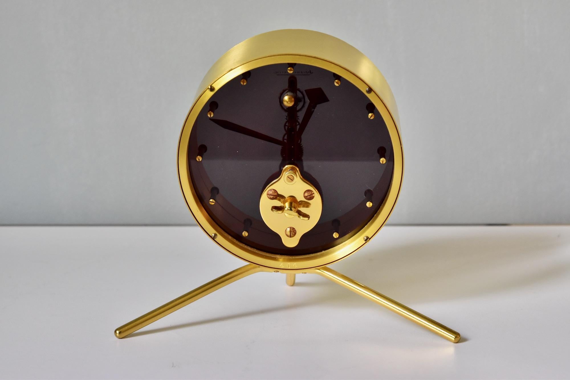 1960's Jaeger-LeCoultre Table Clock 8 Day Baguette Inline Movement Ref. 414 In Good Condition In Krefeld, DE