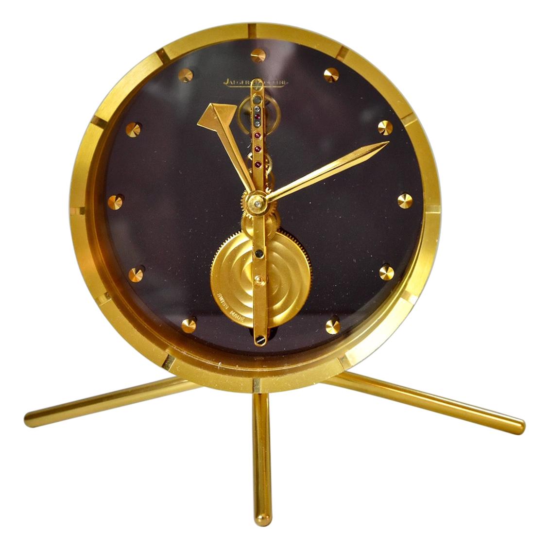 1960's Jaeger-LeCoultre Table Clock 8 Day Baguette Inline Movement Ref. 414