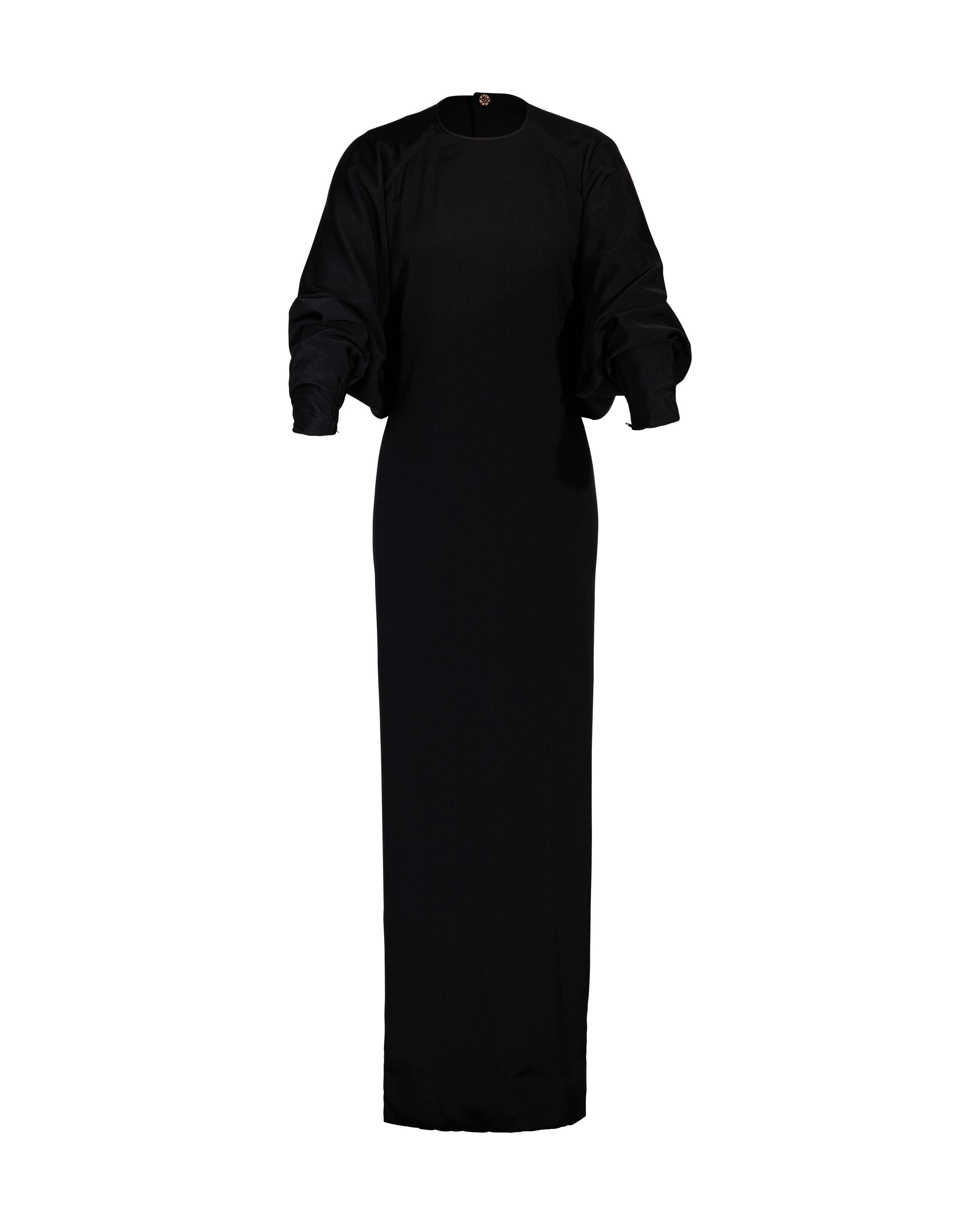 1960's James Galanos Bat-wing Black Gown with Button-Up Back 6