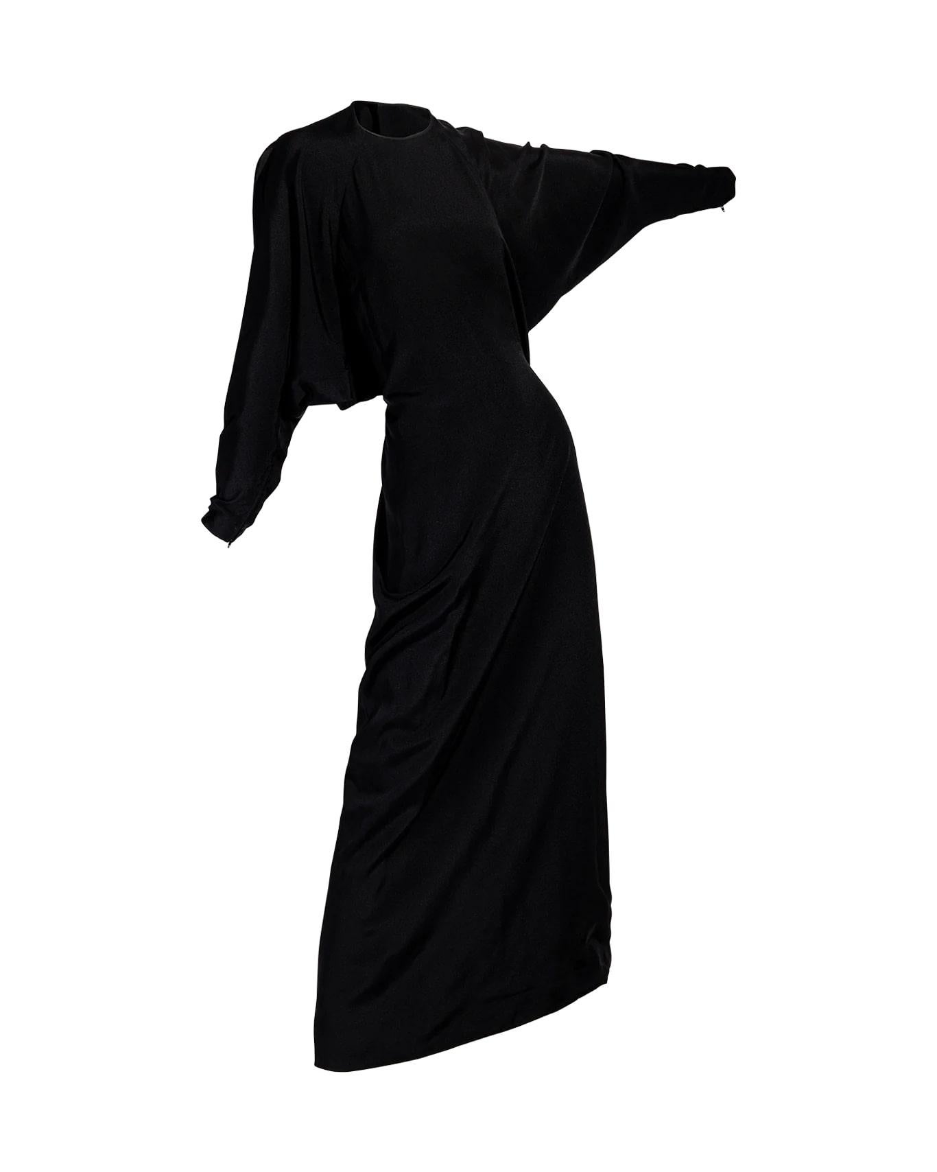 1960's James Galanos Bat-wing Black Gown with Button-Up Back 3