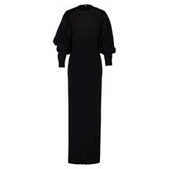 1960's James Galanos Bat-wing Black Gown with Button-Up Back