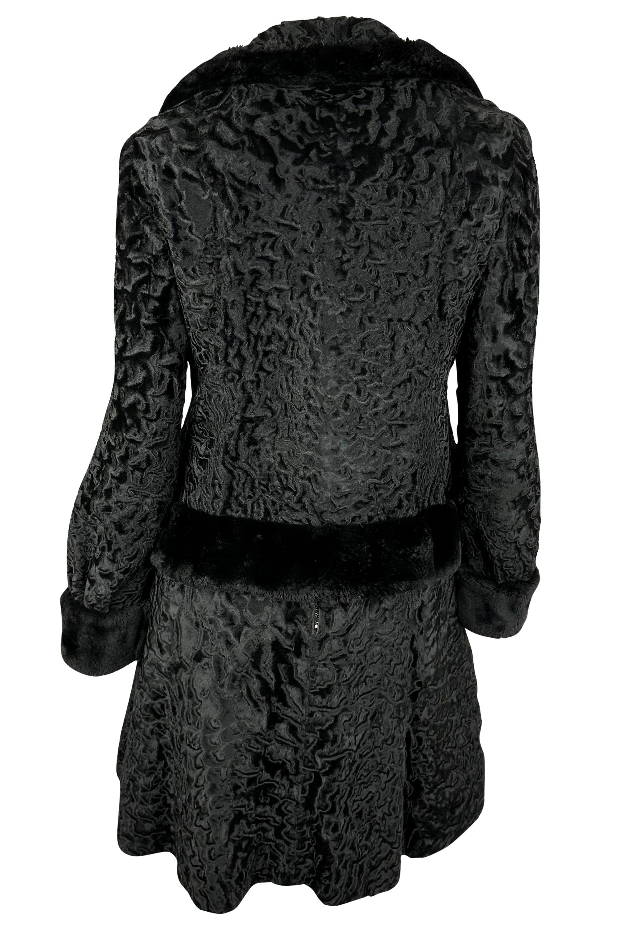 1960s James Galanos Black Lamb Fur Flare Dress Jacket Set en vente 3