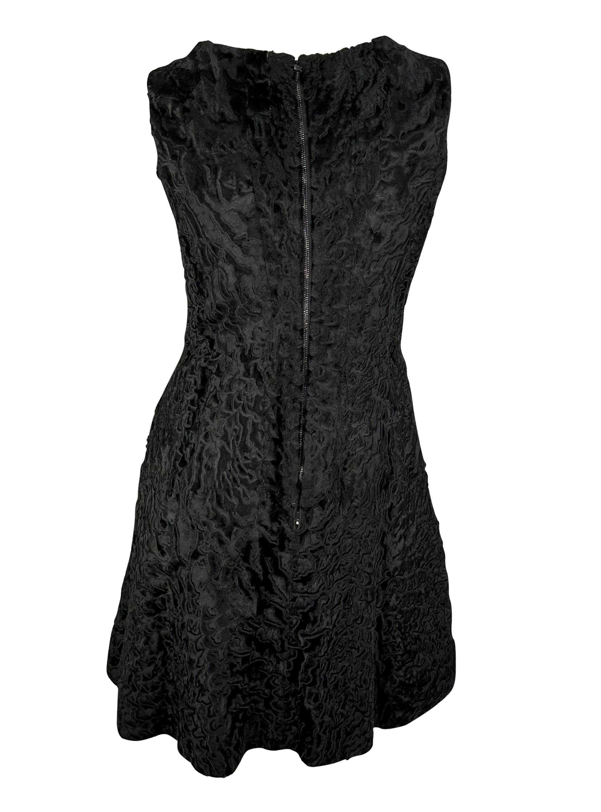 1960s James Galanos Black Persian Lamb Fur Flare Dress Jacket Set For Sale 5