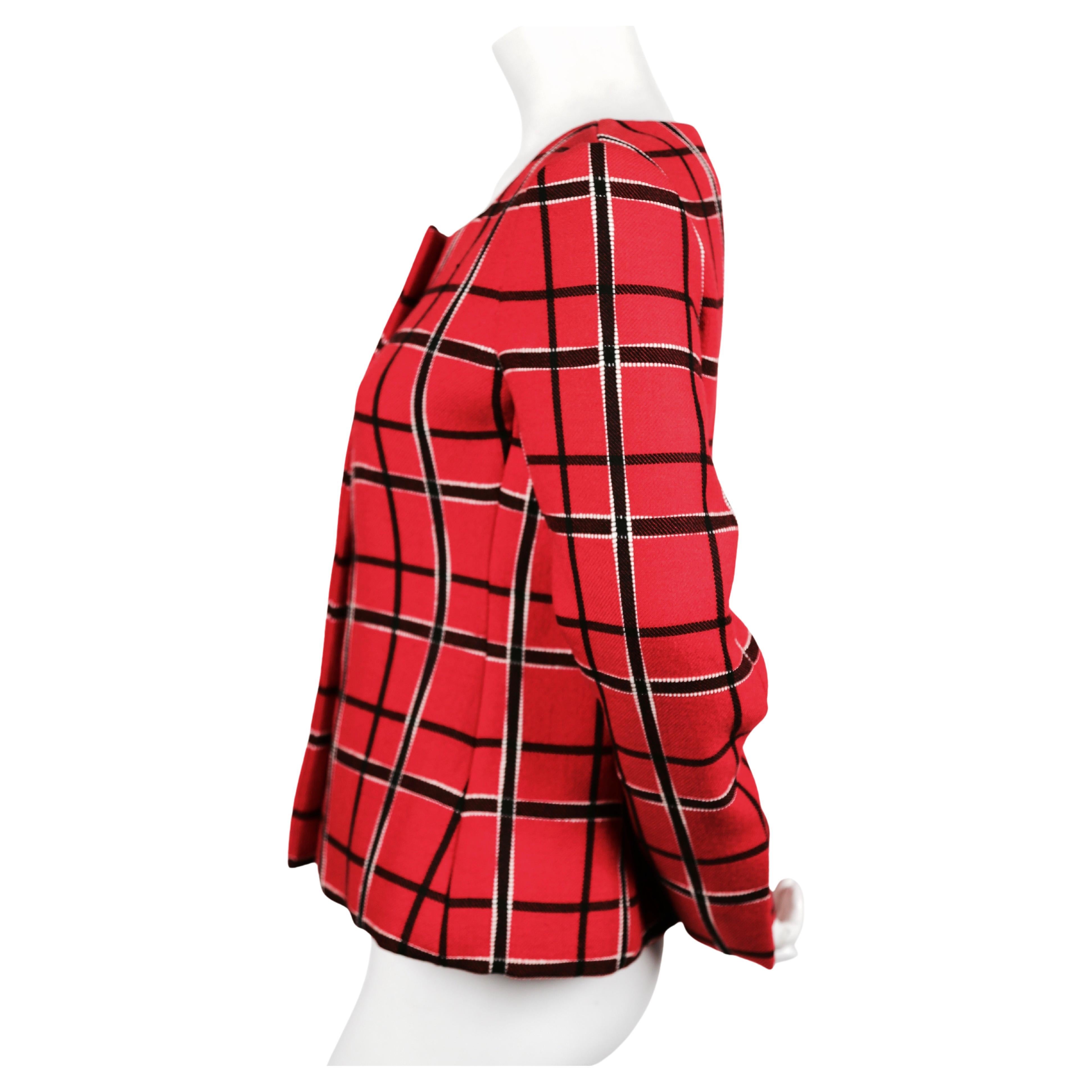 1960's JAMES GALANOS for Amelia Gray red & black wool jacket In Excellent Condition For Sale In San Fransisco, CA