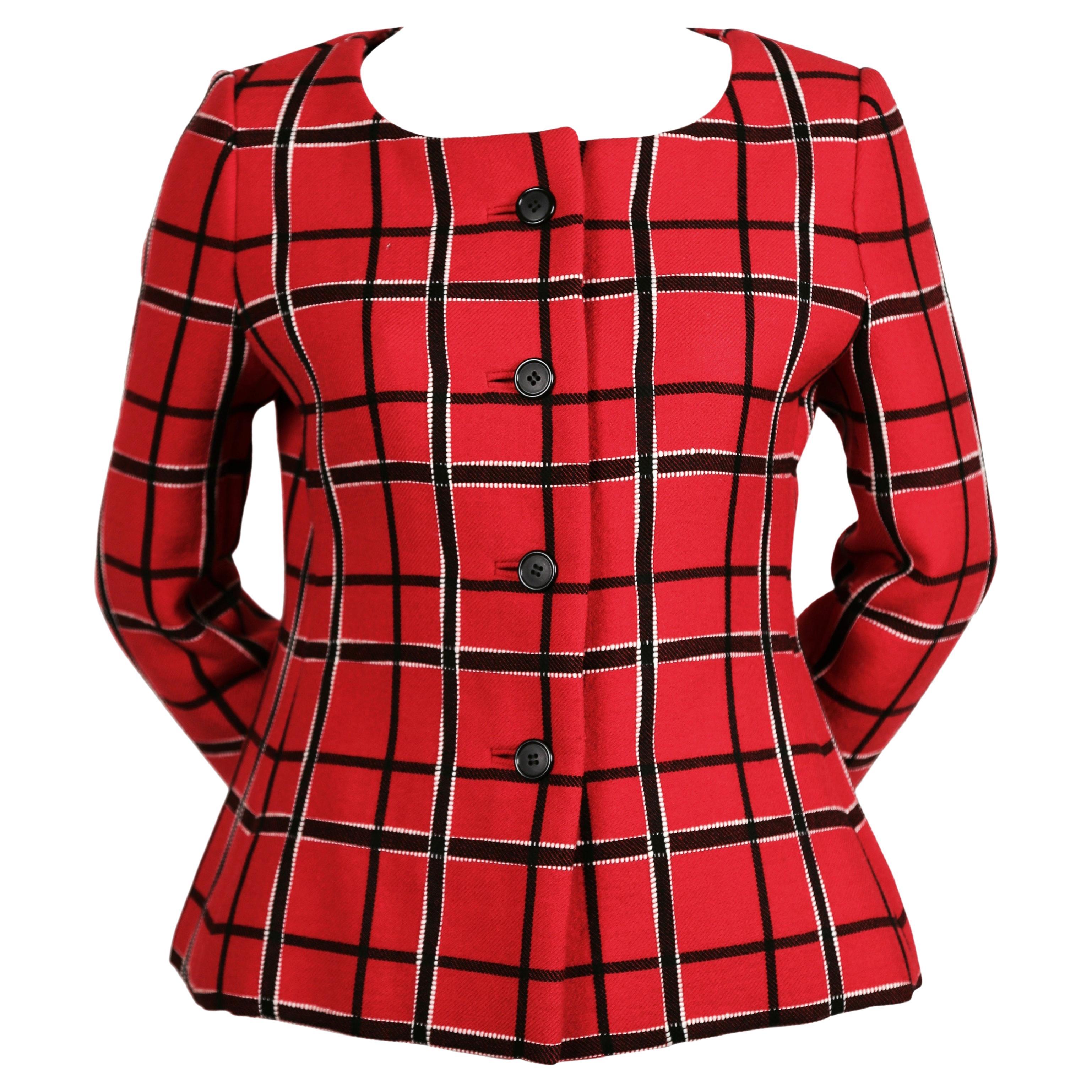 1960's JAMES GALANOS for Amelia Gray red & black wool jacket For Sale