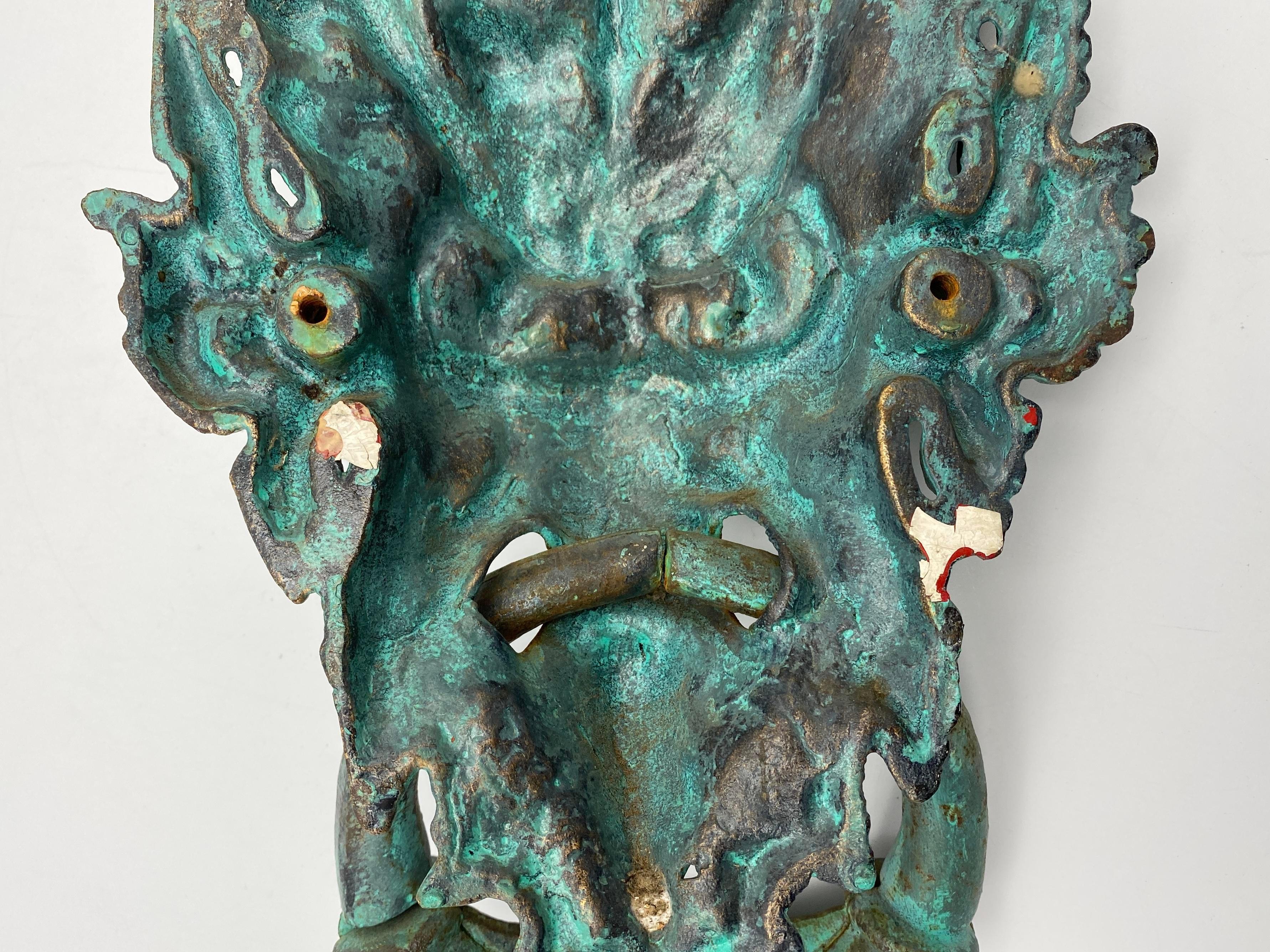 1960s James Mont Style Iron Bacchus Door Knocker For Sale 3