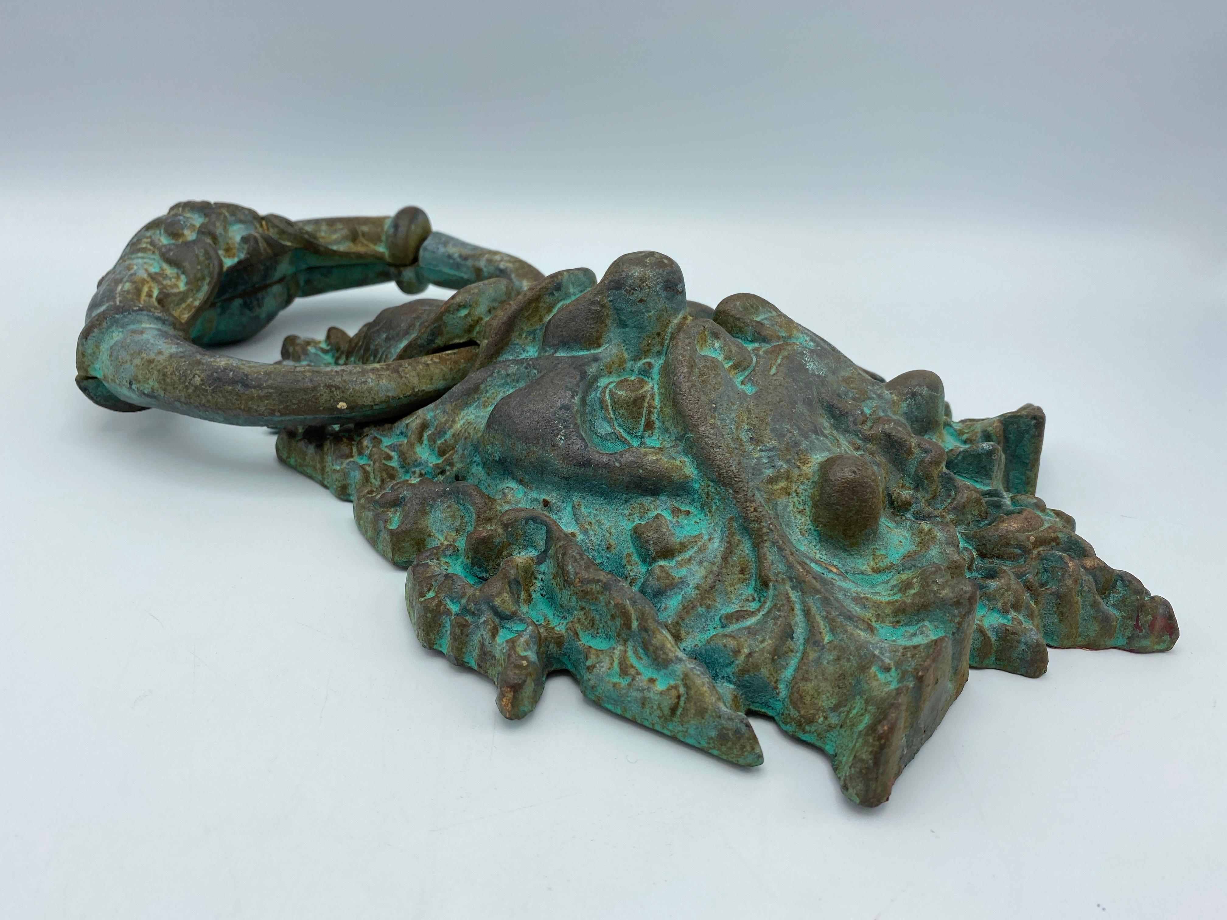 1960s James Mont Style Iron Bacchus Door Knocker In Good Condition For Sale In Richmond, VA