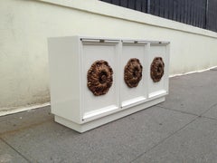 1960s James Mont Style White Lacquered Credenza