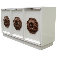 1960s James Mont Style White Lacquered Credenza